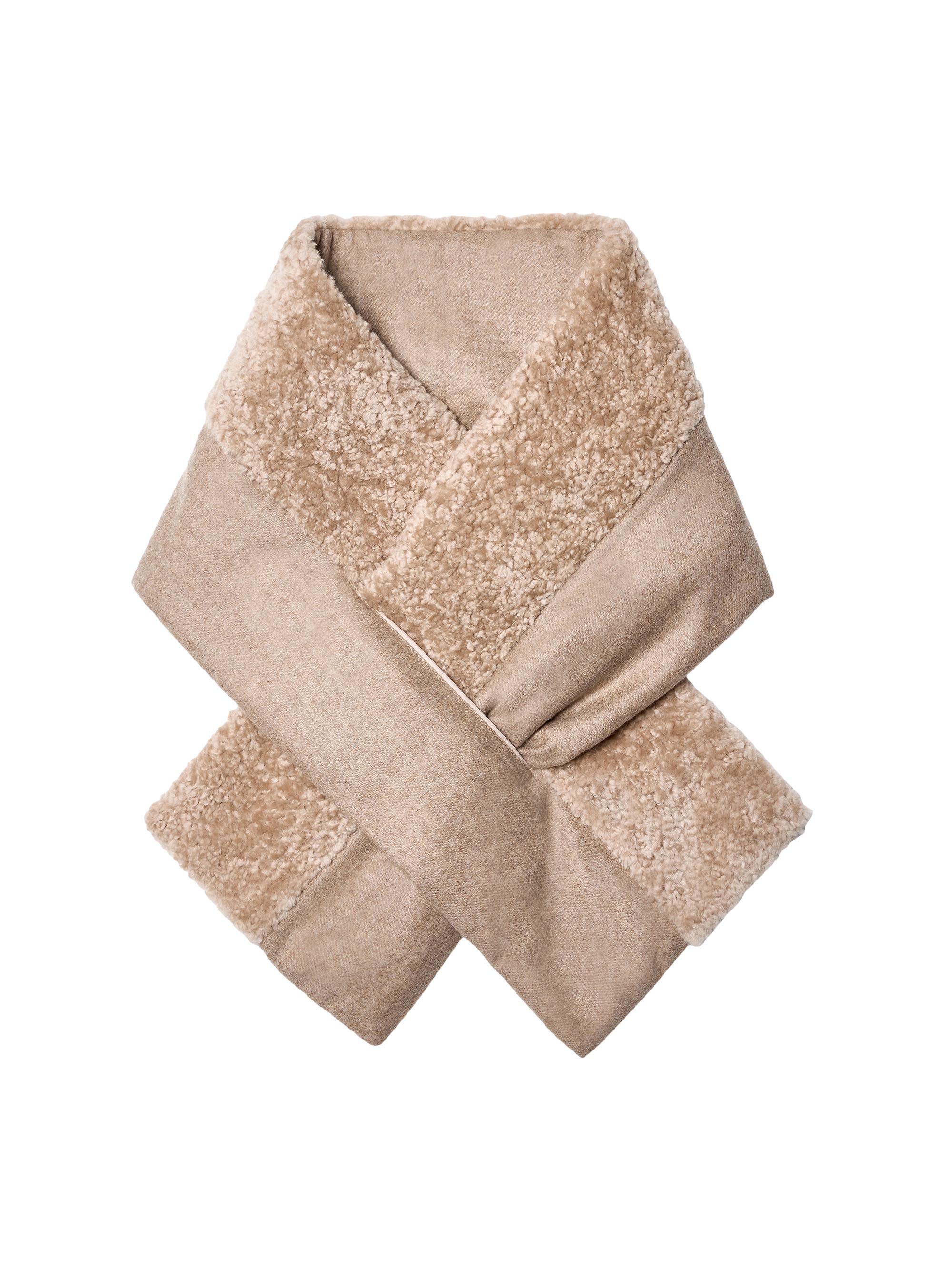 Maximilian Women's Shearling & Wool Envelope Scarf - Caffe Latte