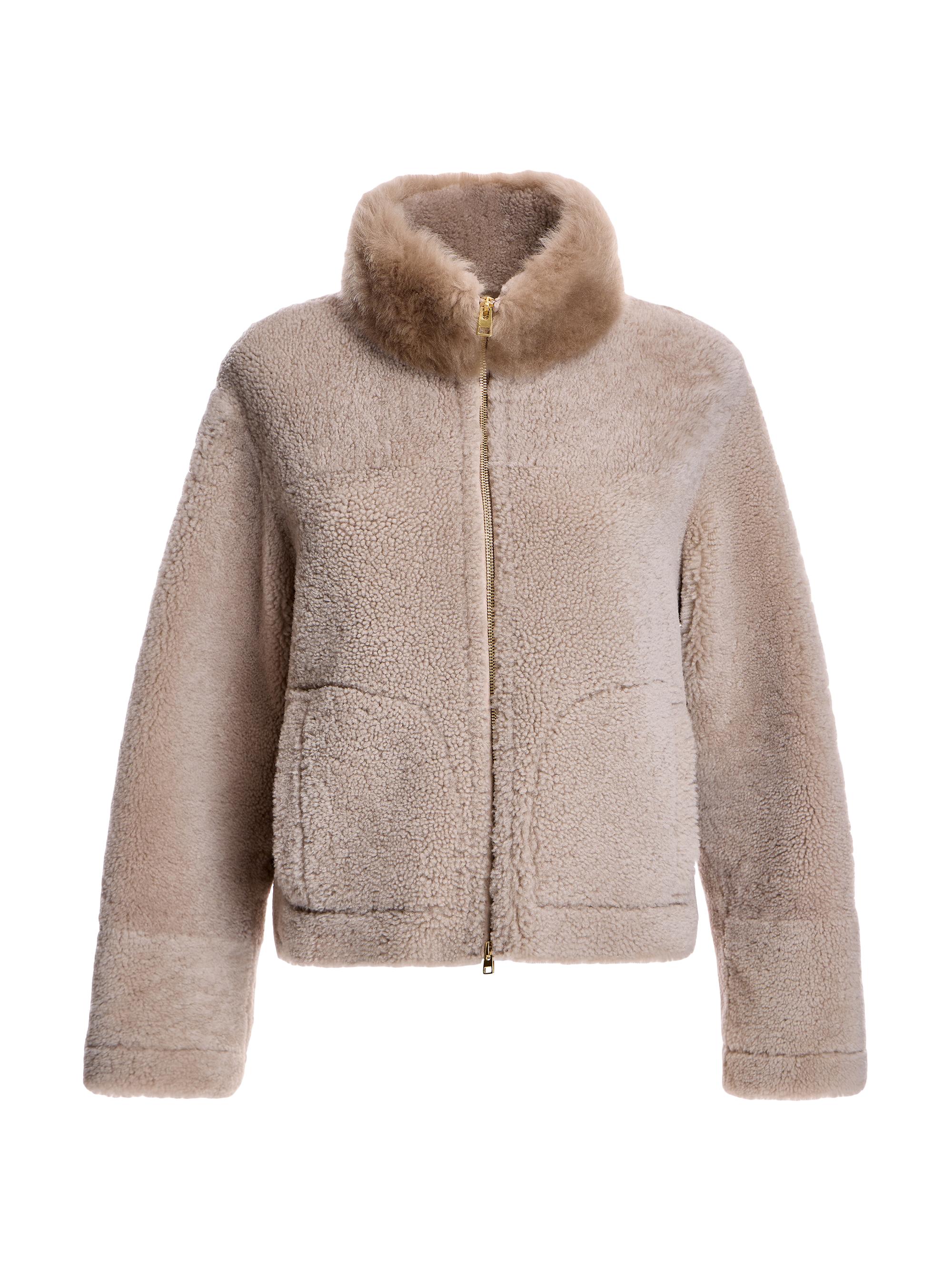 Maximilian Women's Boxy Shearling Jacket - Cafe Latte