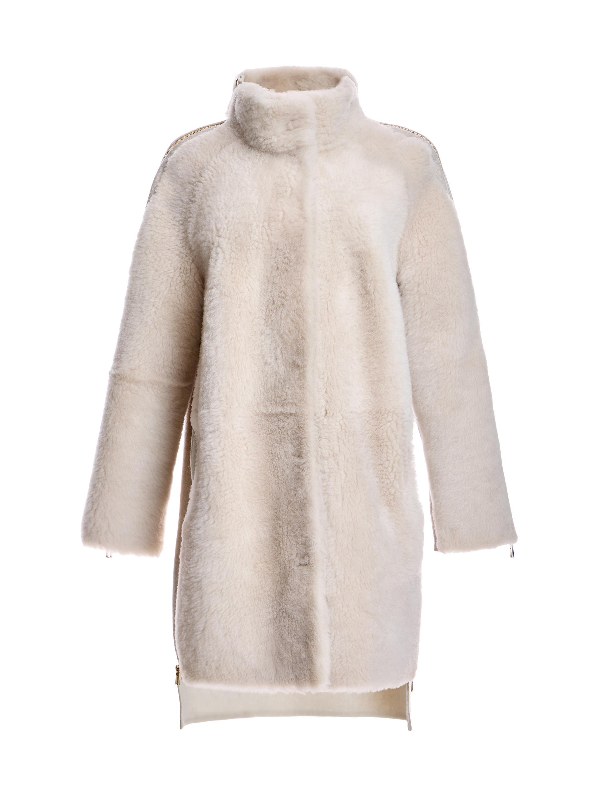 Maximilian Women's Shearling & Wool Zip Cocoon Coat - Beige