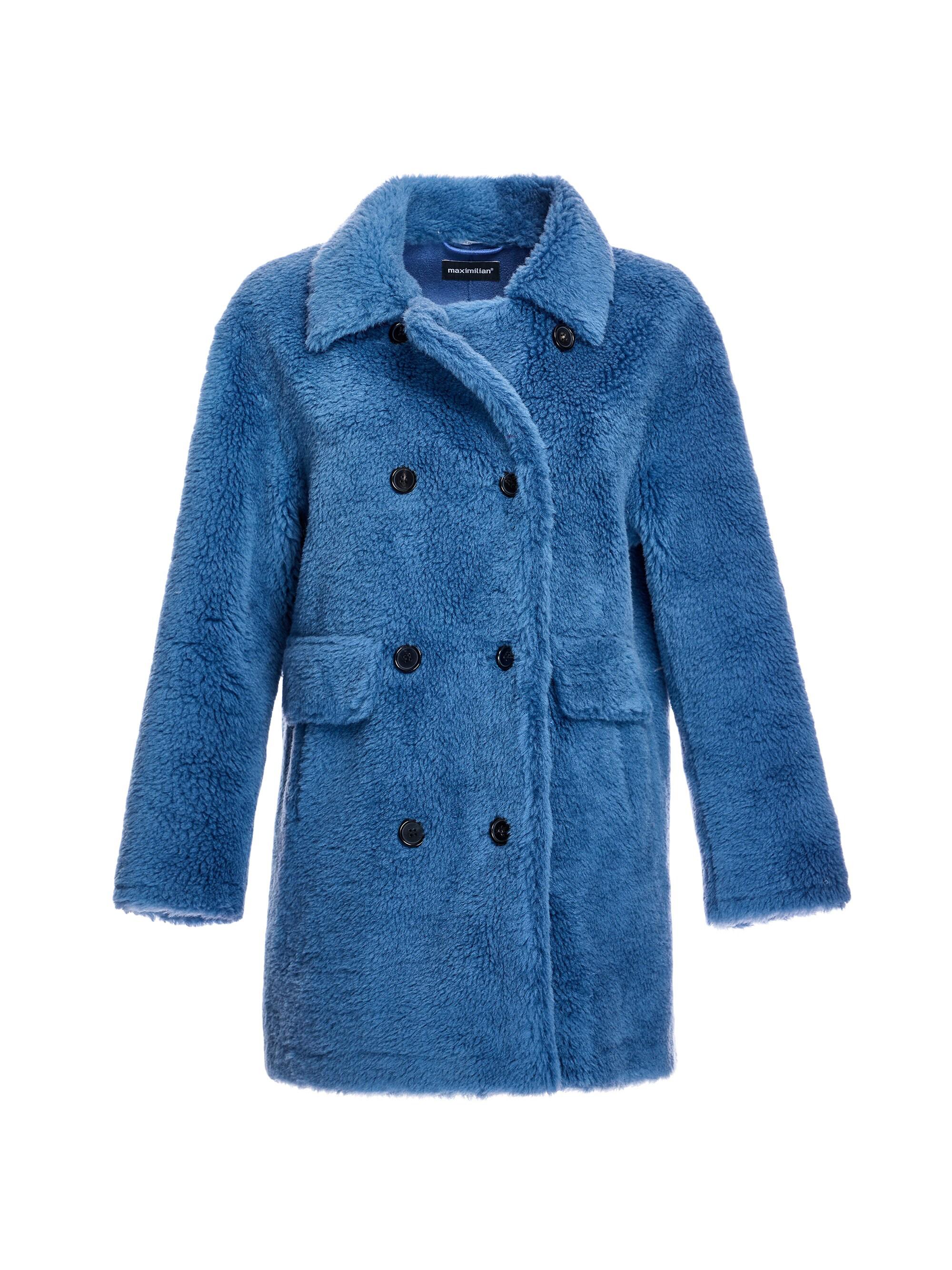 Maximilian Plush Lamb's Wool Peacoat | Saks Fifth Avenue