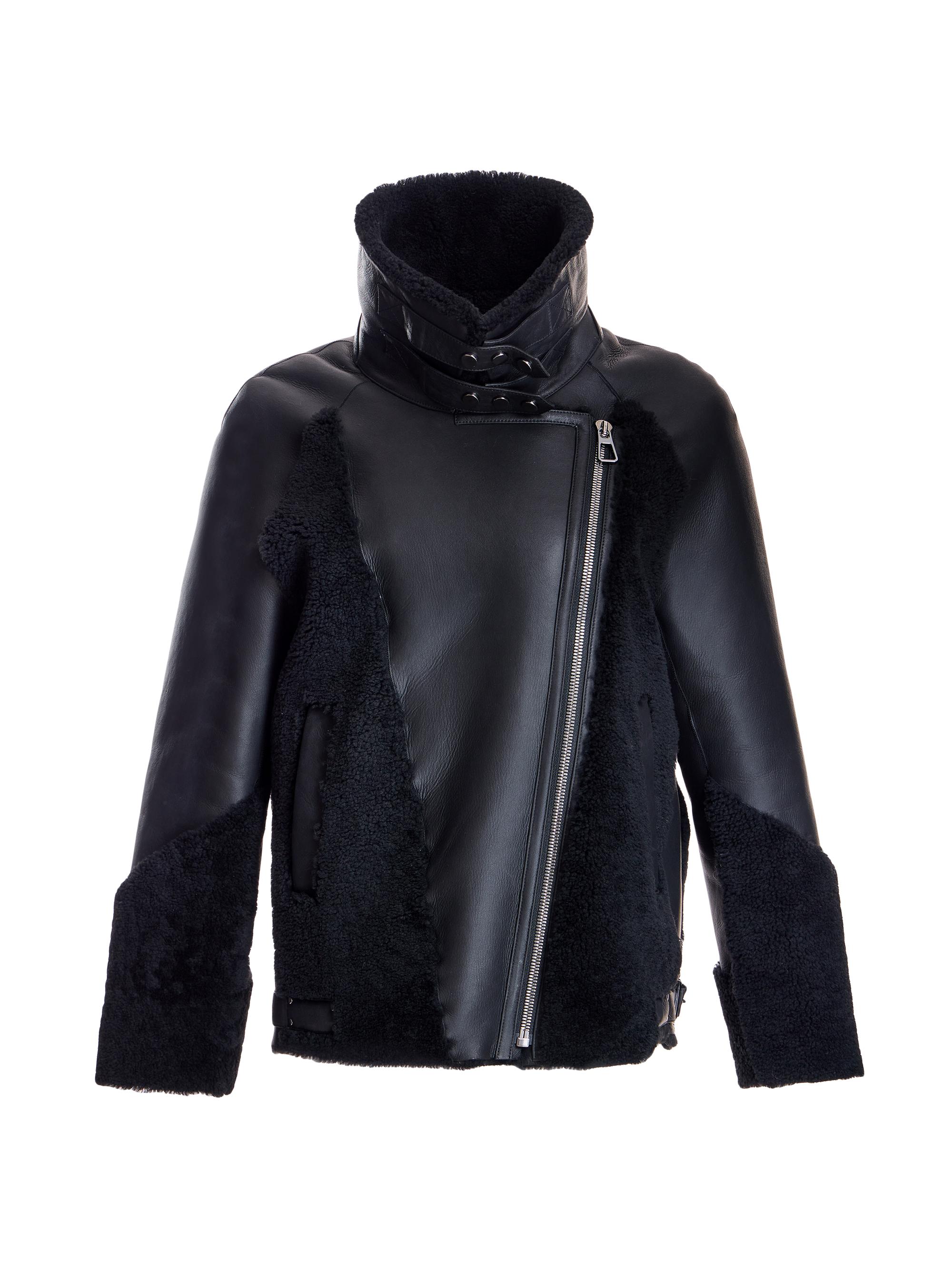 Maximilian Women's Leather & Shearling Biker Jacket - Black