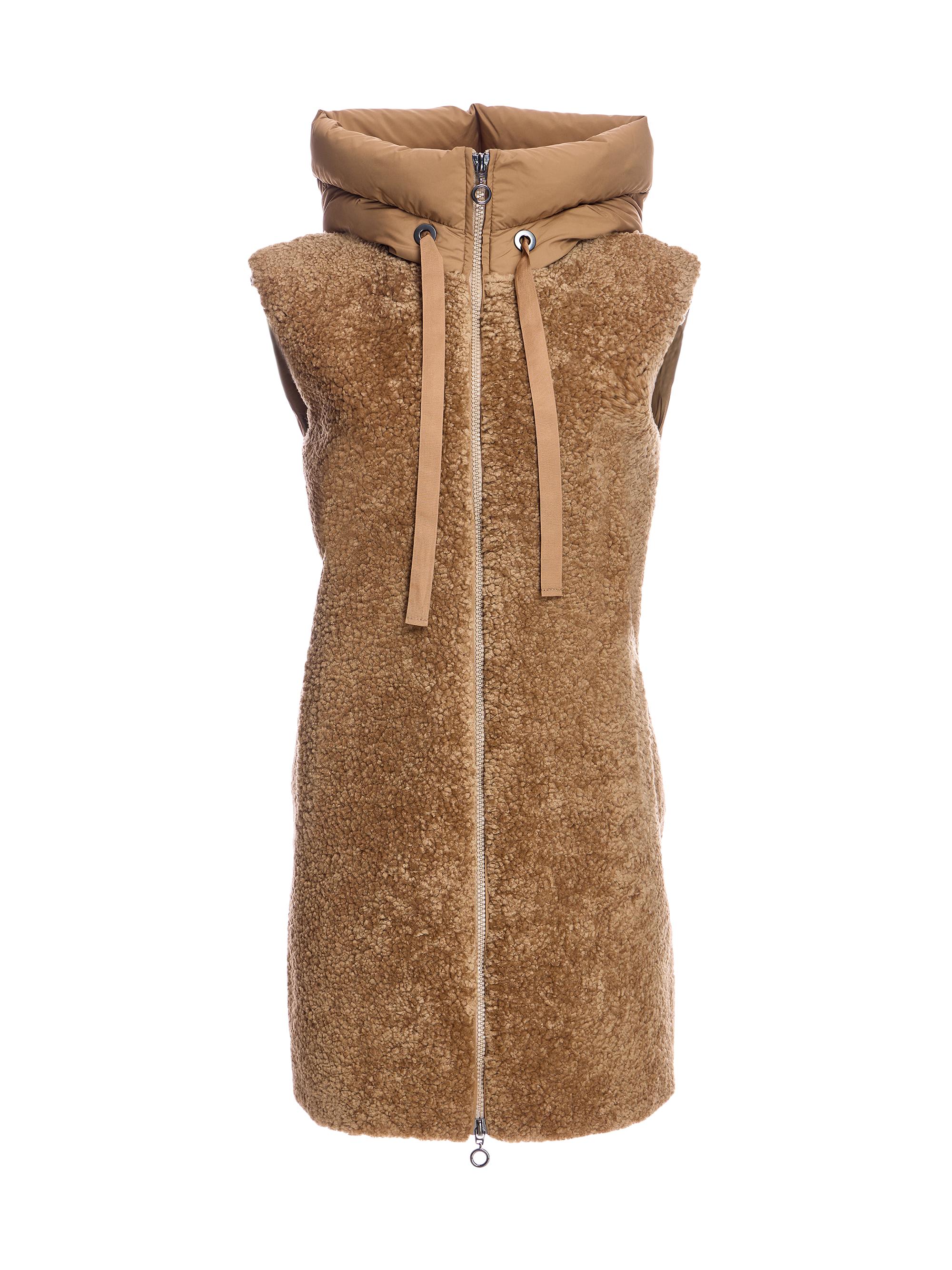 Maximilian Women's Shearling Goose-Down Zip Vest - Beige