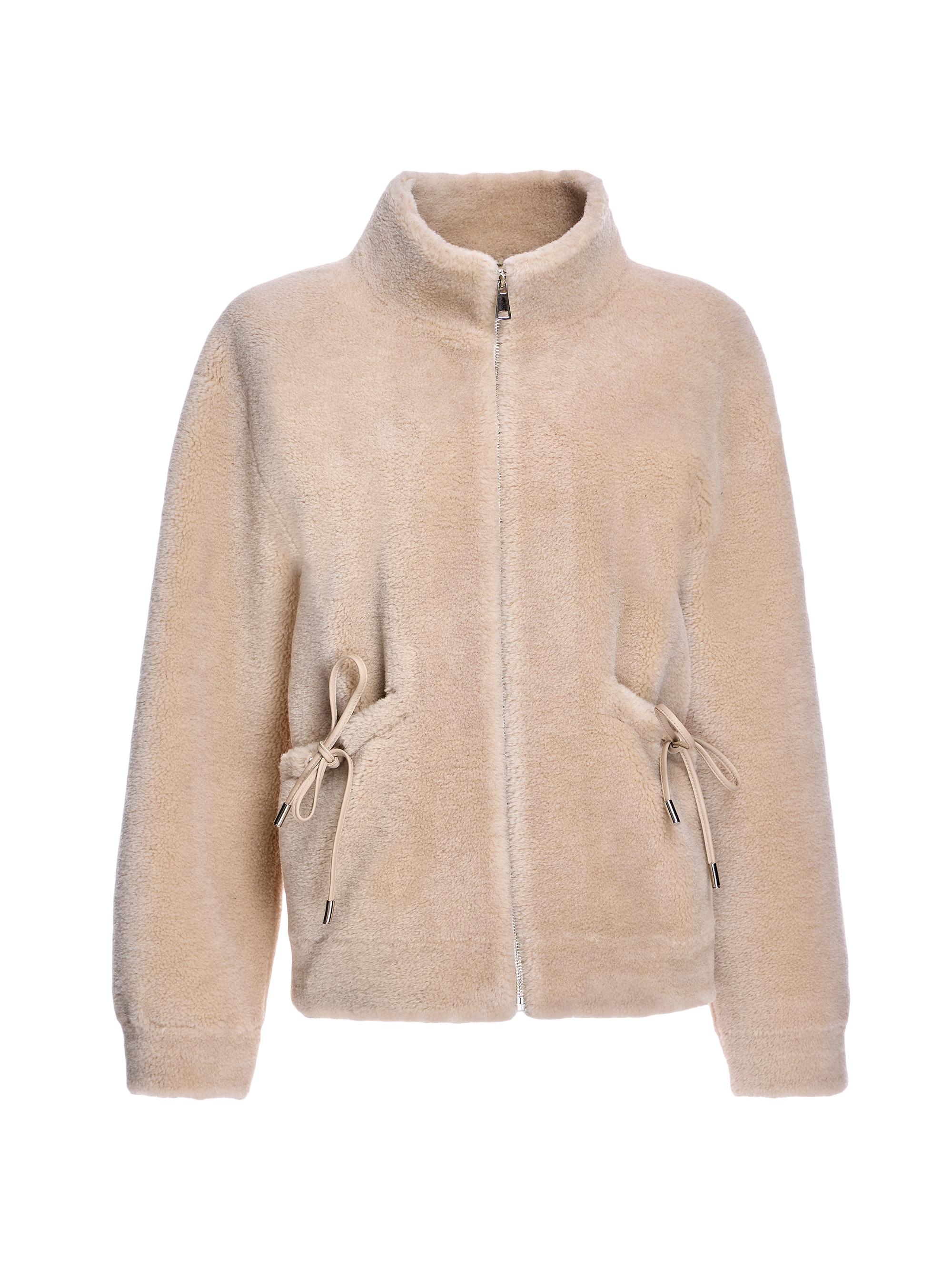 Maximilian Women's Wool Stand-Collar Zip Jacket - Beige