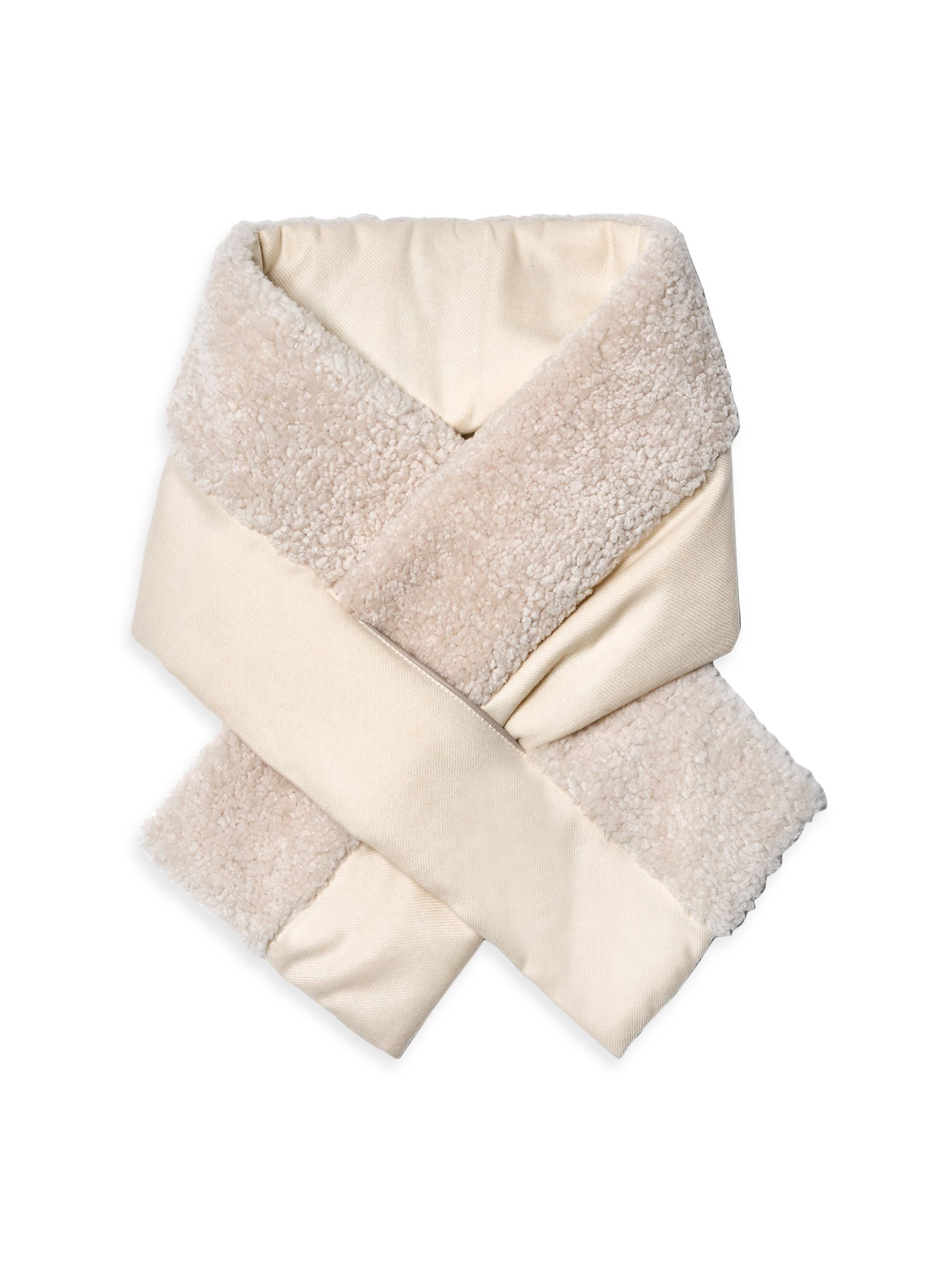 Maximilian Women's Shearling & Wool Envelope Scarf - Butter Cream