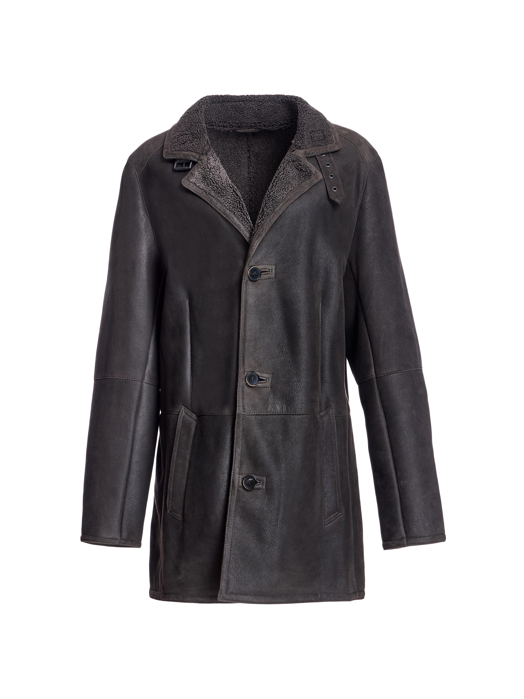Maximilian Men's Leather Car Coat - Petrol
