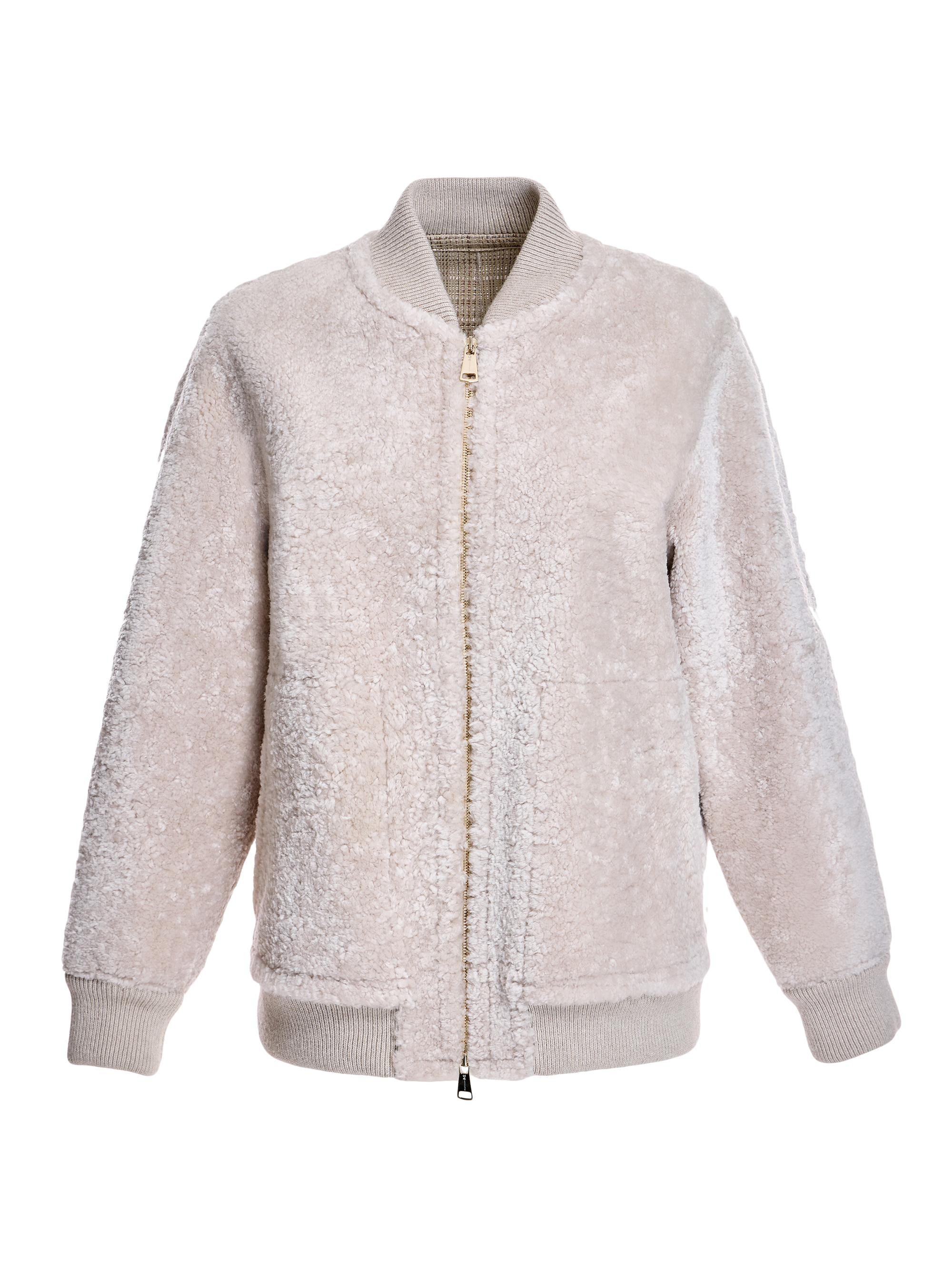 Maximilian Women's Shearling Knit-Trim Bomber Jacket - Angora