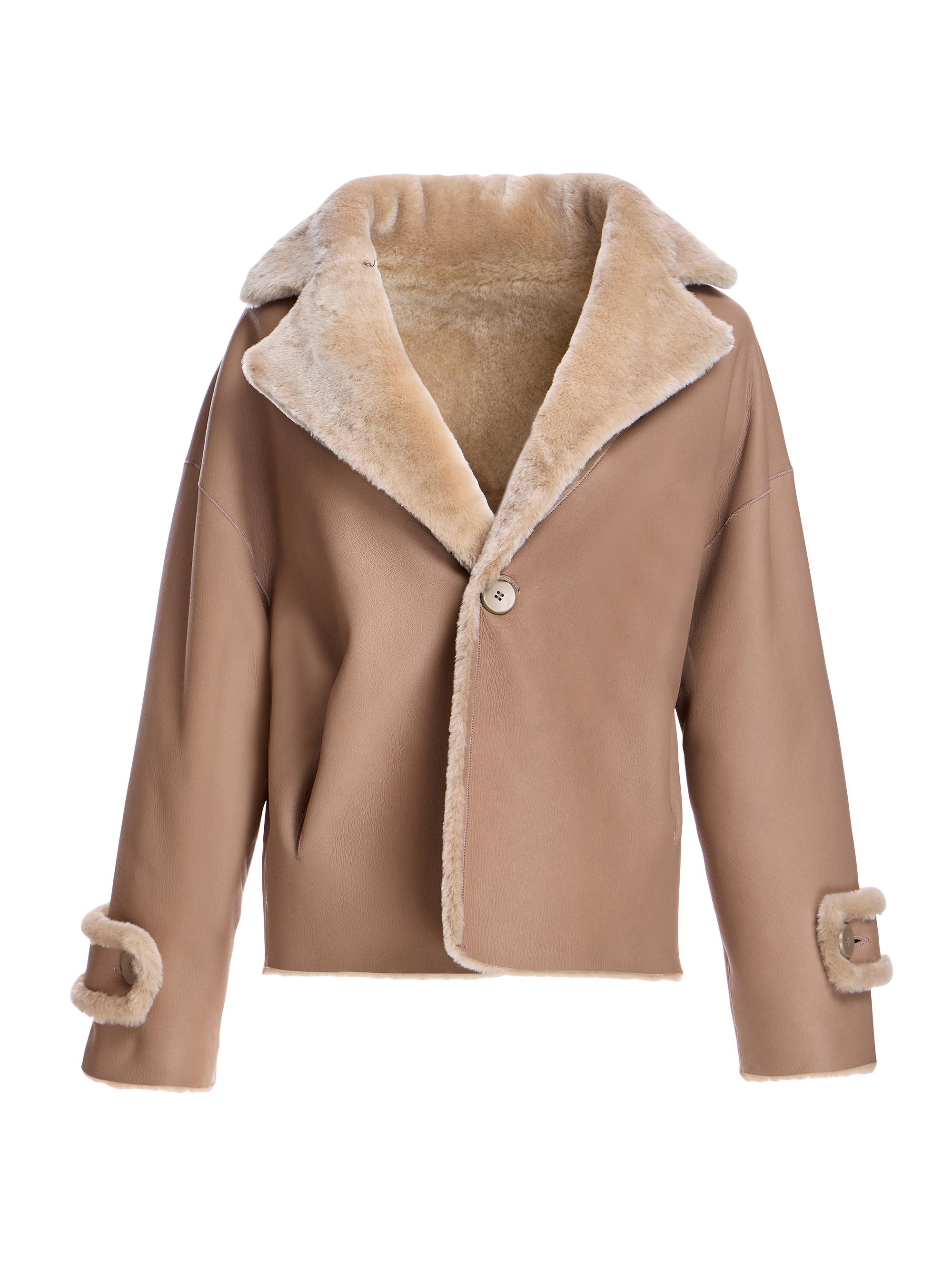 Maximilian Women's Dyed Shearling Lamb Reversible Jacket - Honey