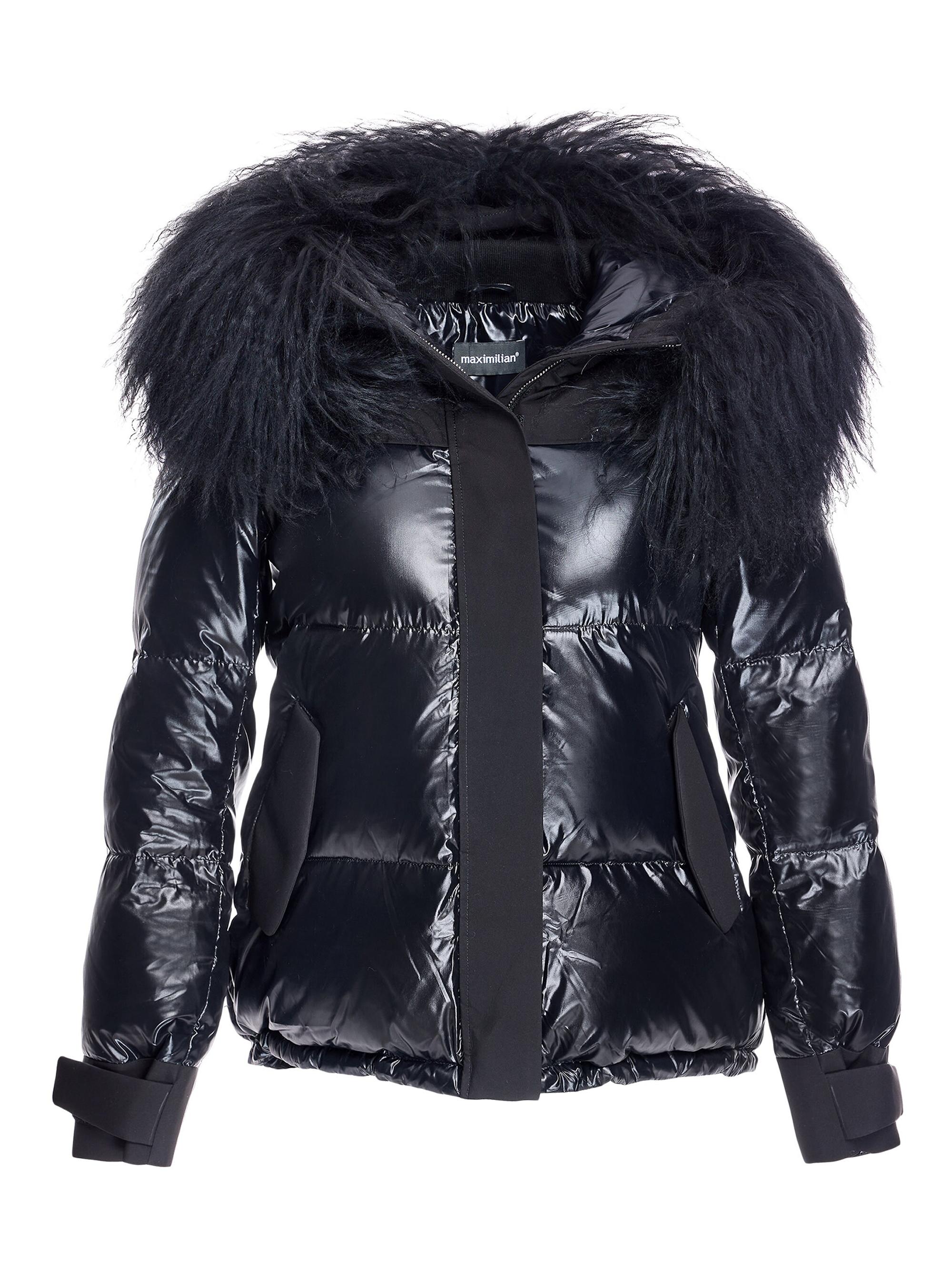 Maximilian Tibetan Lamb-Trim Shearling Puffer Jacket Saks Fifth