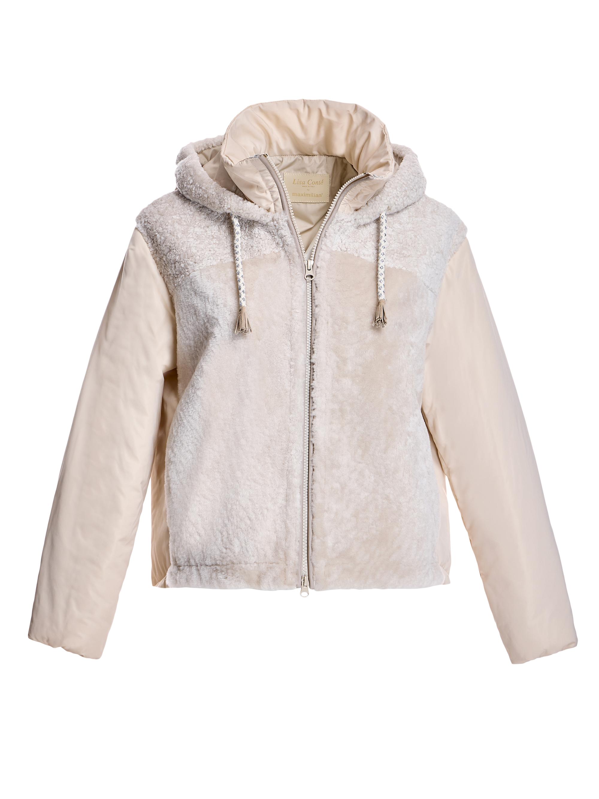 Maximilian Women's Contrast-Sleeve Shearling Jacket - Buttercream
