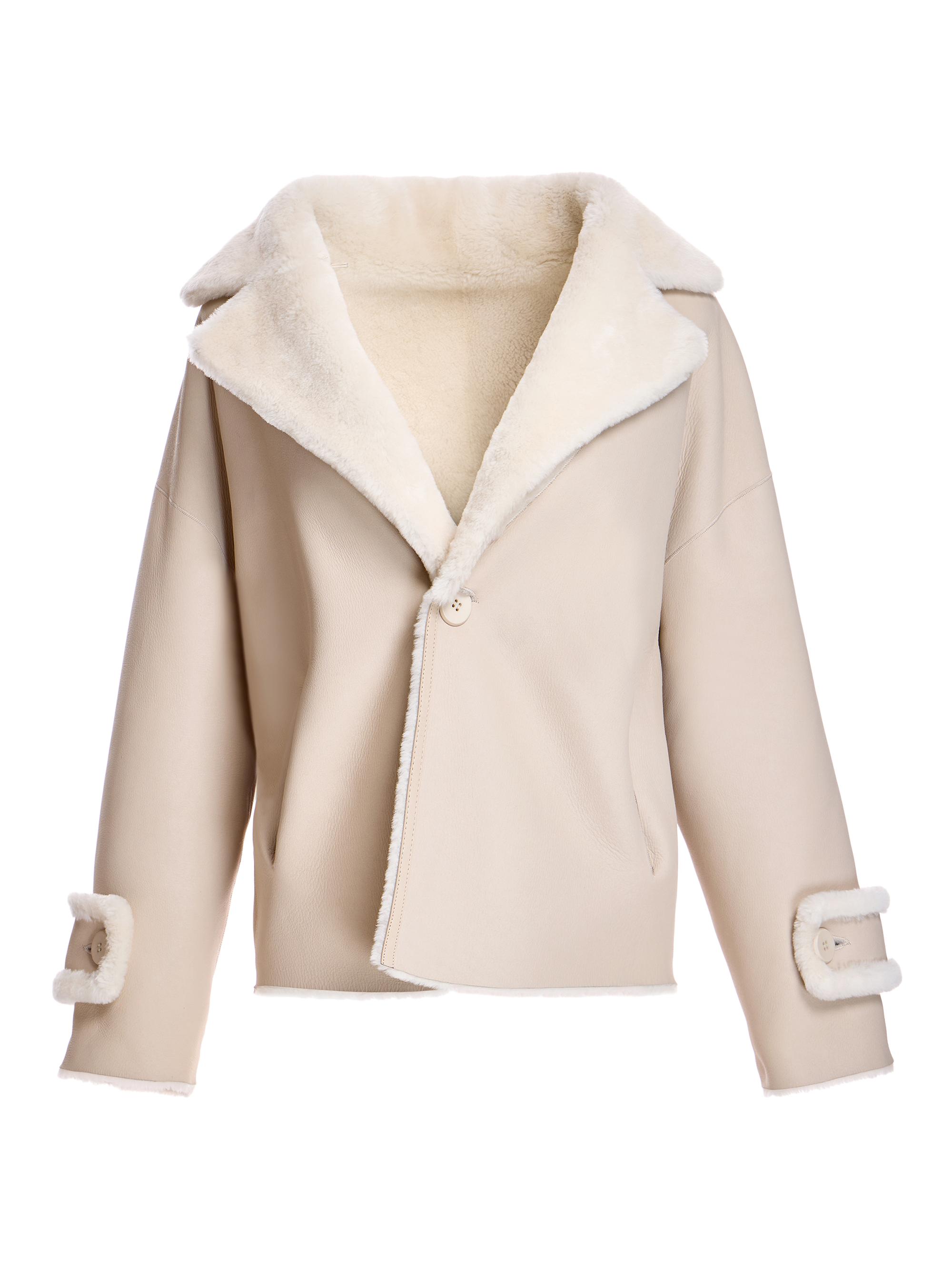 Maximilian Women's Dyed Shearling Lamb Reversible Jacket - Angora