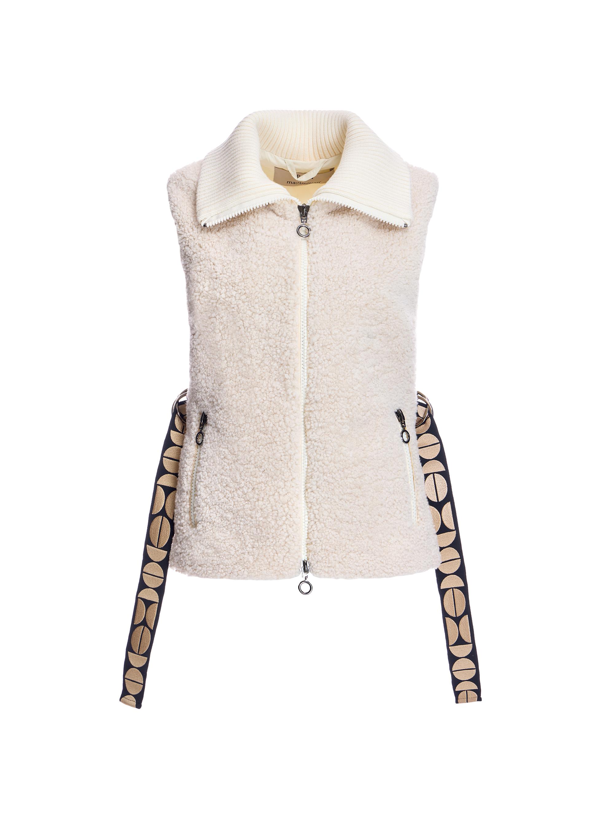 Maximilian Women's Shearling Lamb & Quilted Shell Vest - Butter