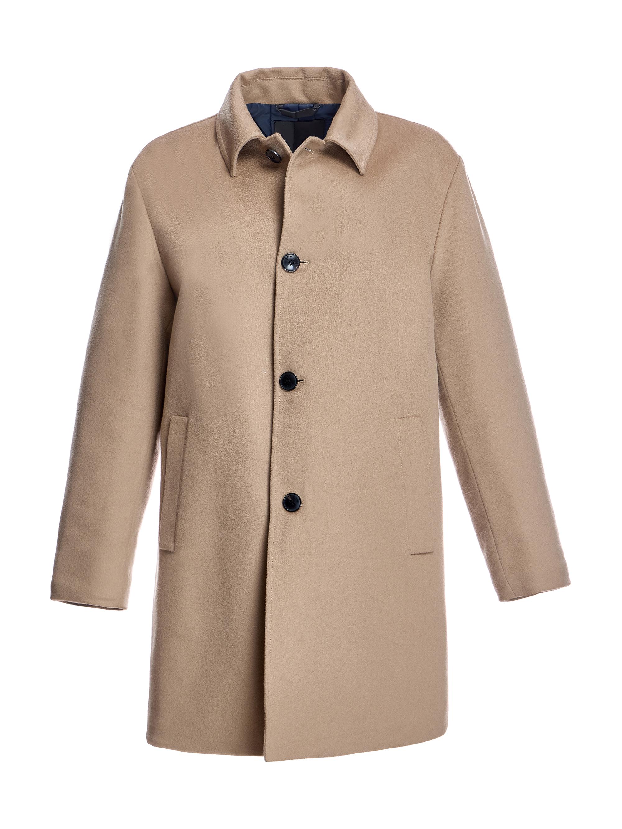 Maximilian Men's Lined Wool Car Coat - Camel