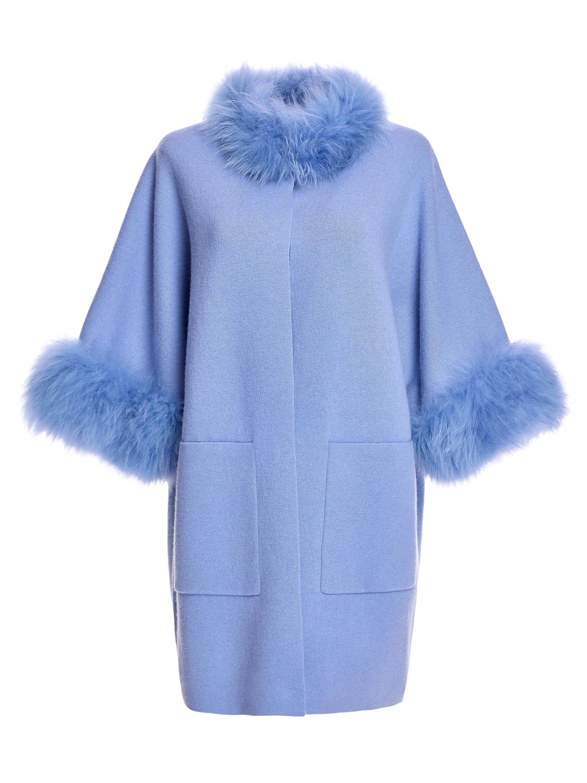 Maximilian Women's Shearling-Trimmed Cashmere Coat - Light Blue