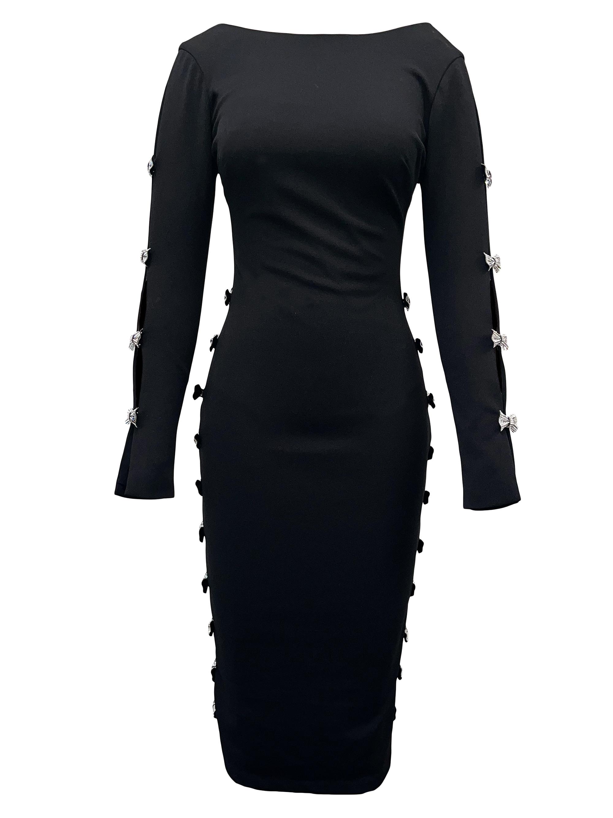 Dress The Population Emery Bow-Detailed Crepe Midi-Dress | Saks Fifth Avenue