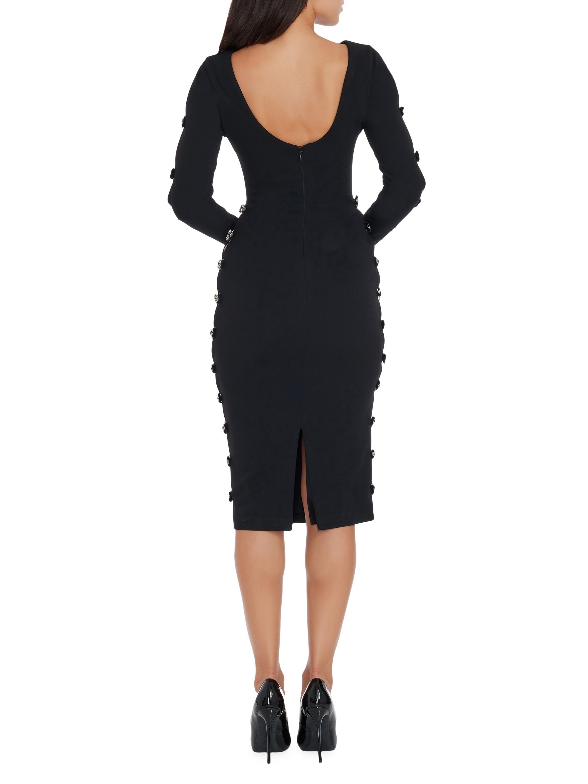 emery midi dress dress the population Emery Dress, XL / Black MULTI
