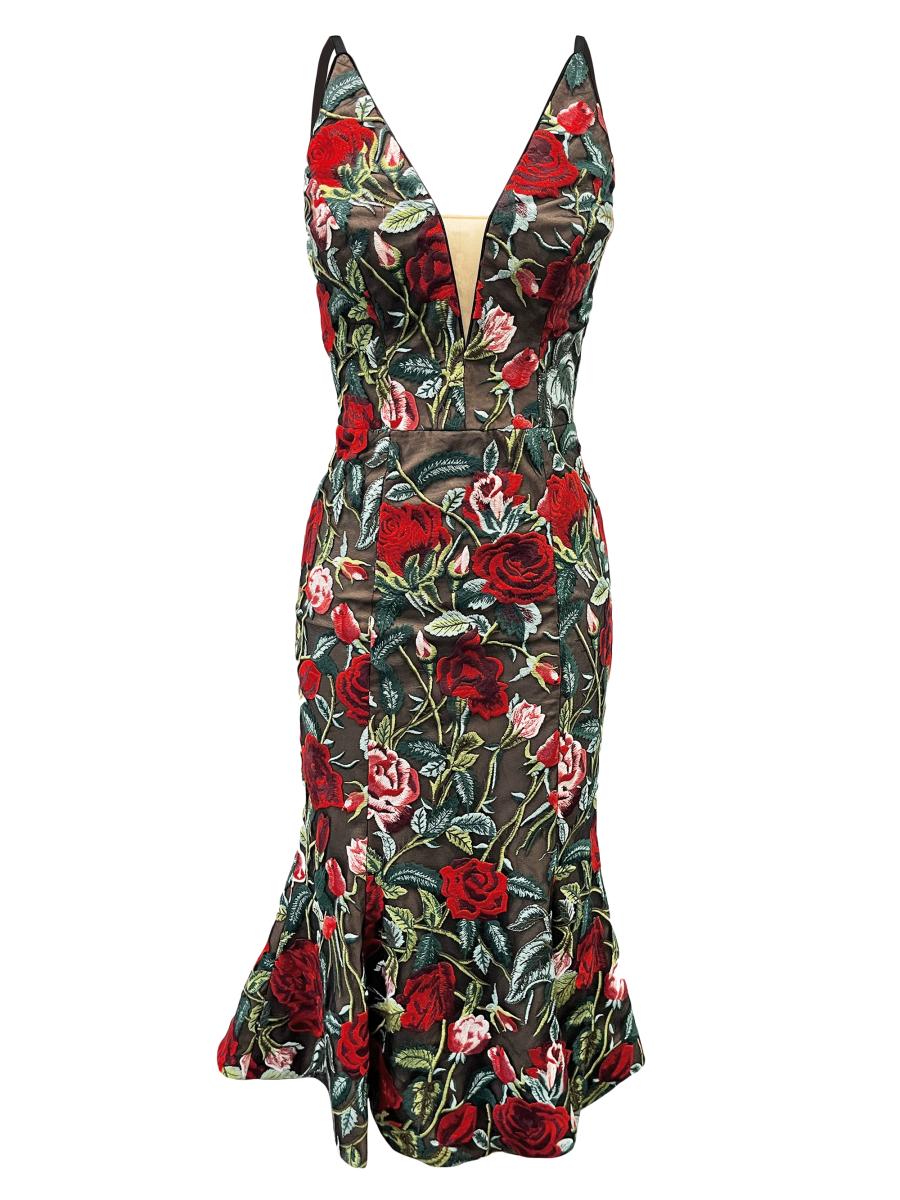 green emerald velvet dress Isabel Beige Embroidered Dress – Apostolic Threads Boutique main image 0