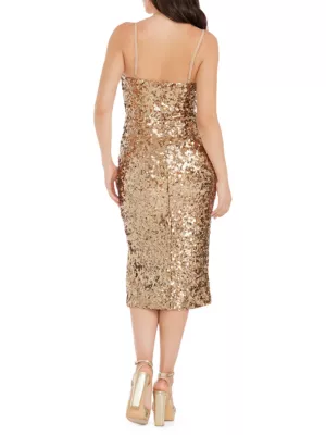 Shop Dress The Population Anastasia Sequin Mesh Midi-Dress | Saks Fifth  Avenue