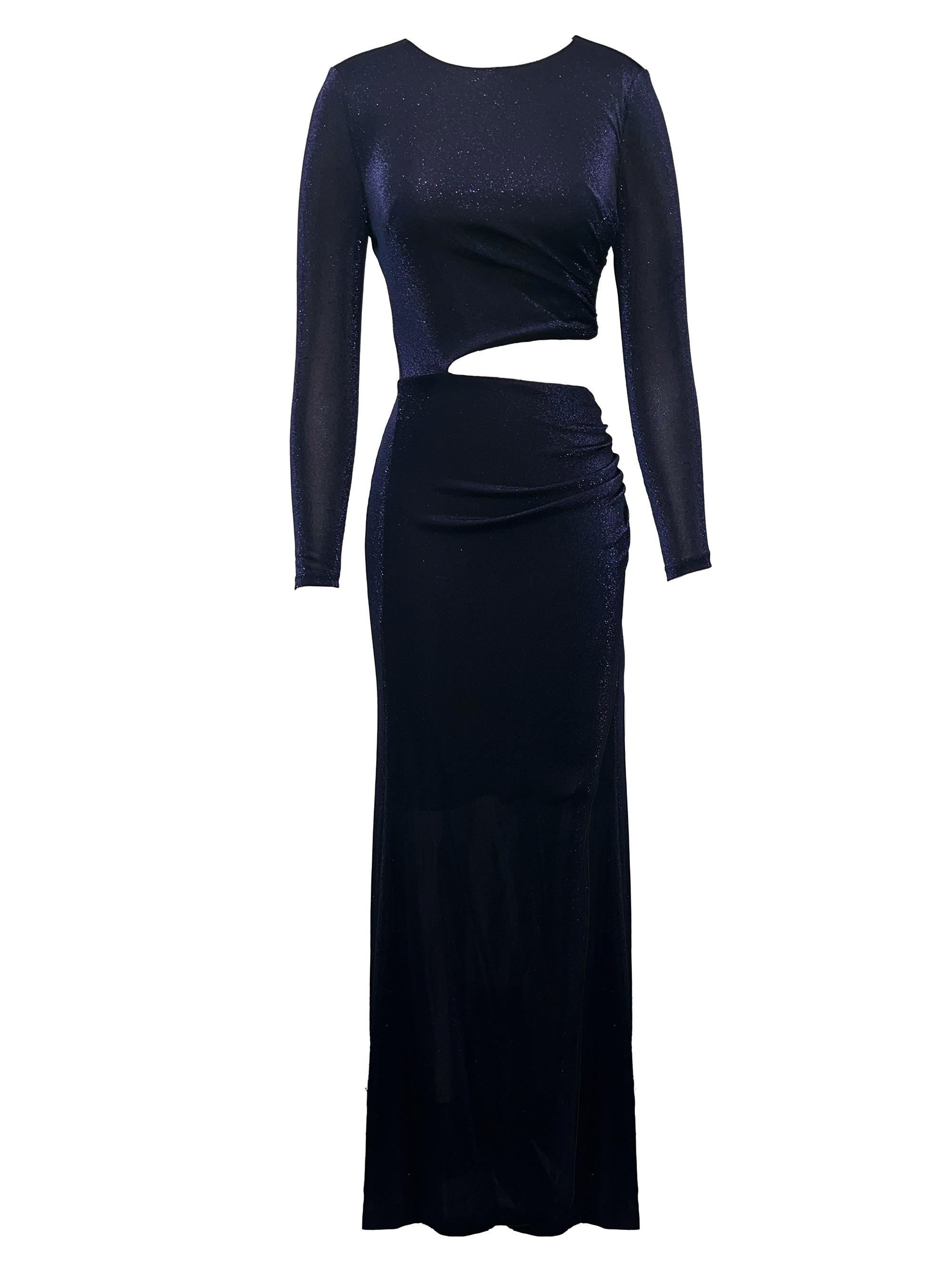 open lace back dress THE ANDAMANE Size S Purple Polyester Elastane Ruched Long Sleeve Dress –  Sui Generis Designer Consignment main image 1