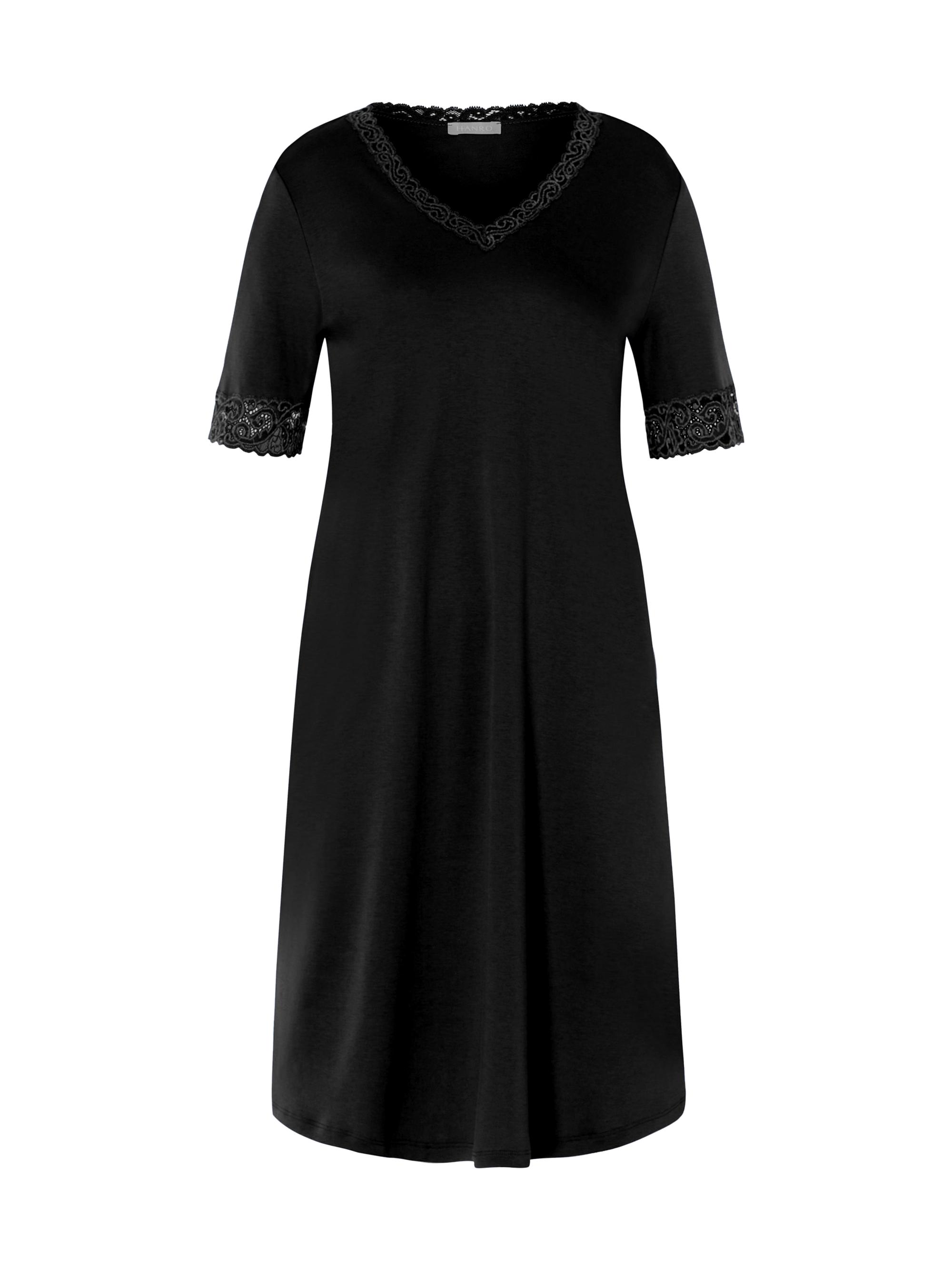 Hanro Women's Moments Short-Sleeve Nightgown - Black