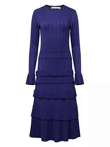 Ribbed Long-Sleeve Midi-Dress