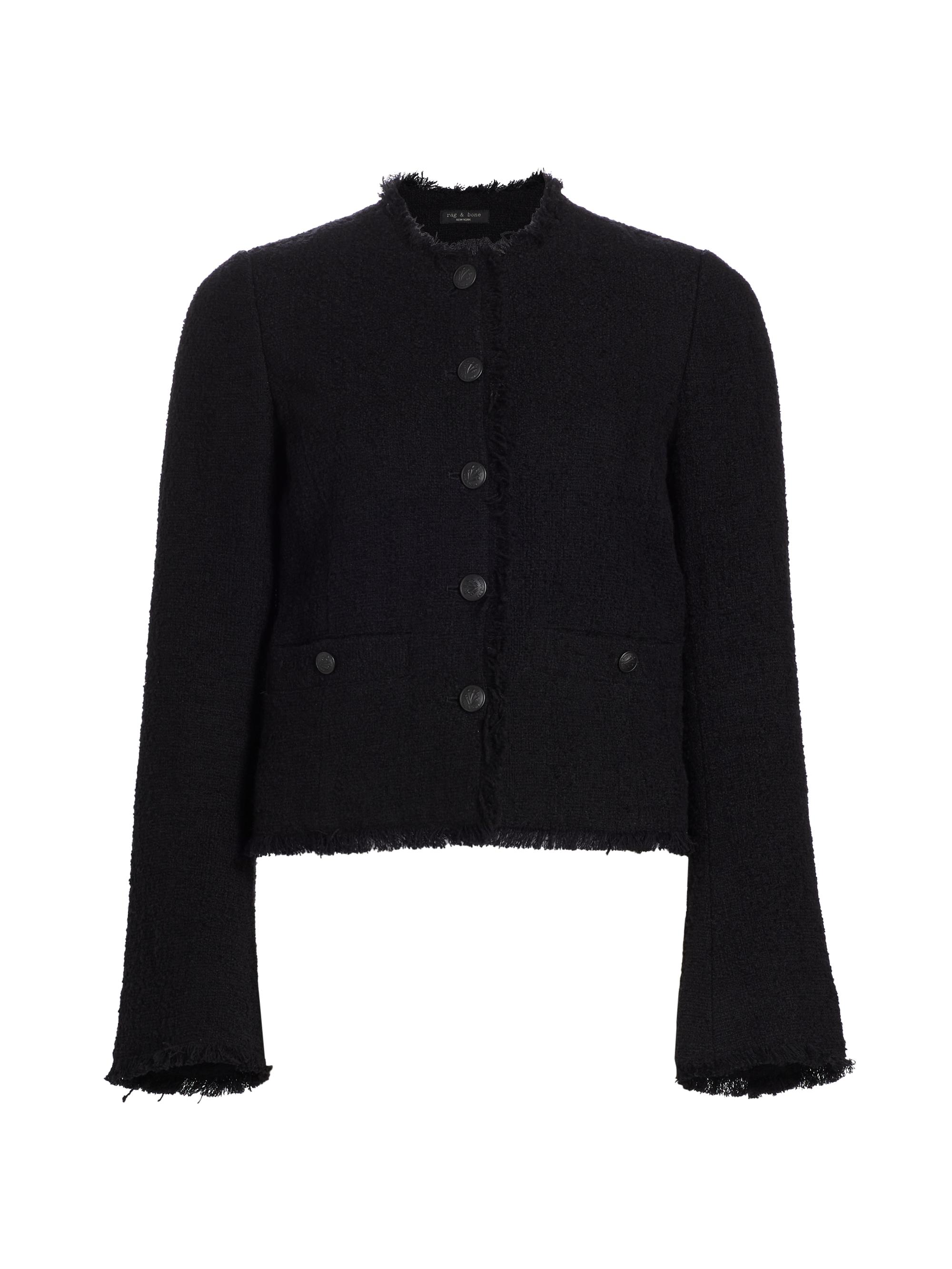 rag & bone Women's Carmen Cotton-Blend Tweed Crop Jacket - Black