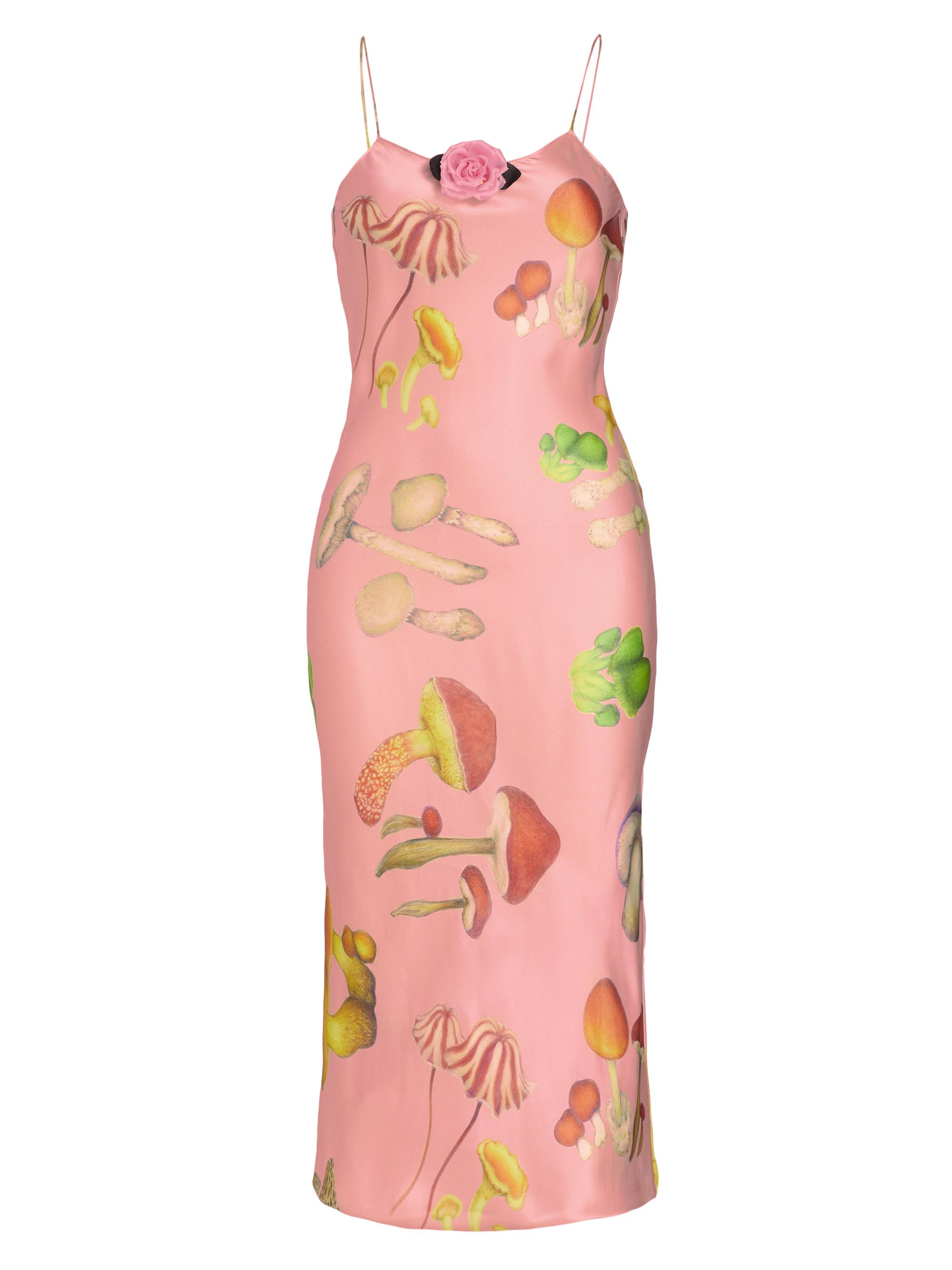 Rodarte Women's Mushroom-Printed Silk Slipdress - Pink