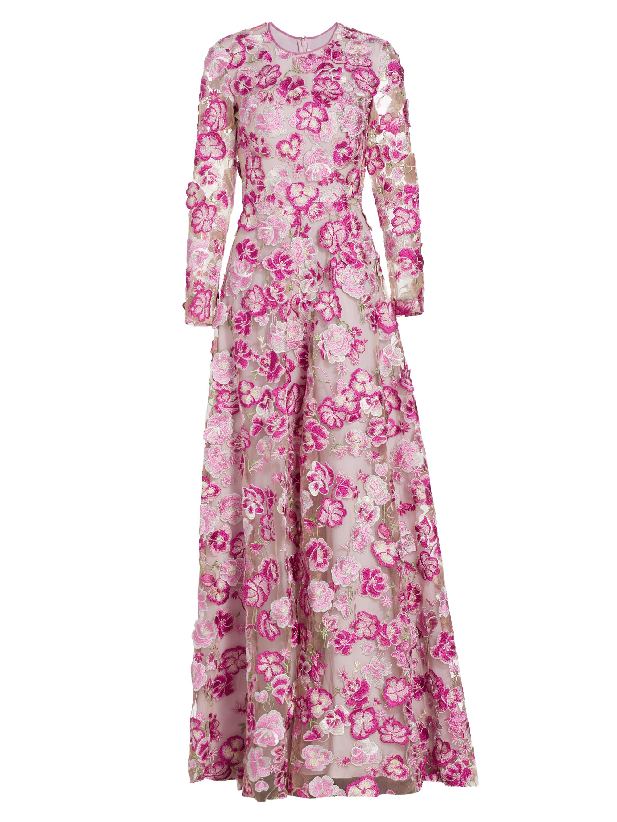 Naeem Khan Floral Appliqu Silk A-Line Gown | Saks Fifth Avenue