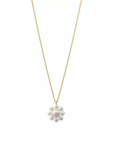 Endless Colonnade Grande Rosette 14K Yellow Gold & Freshwater Pearl Pendant Necklace
