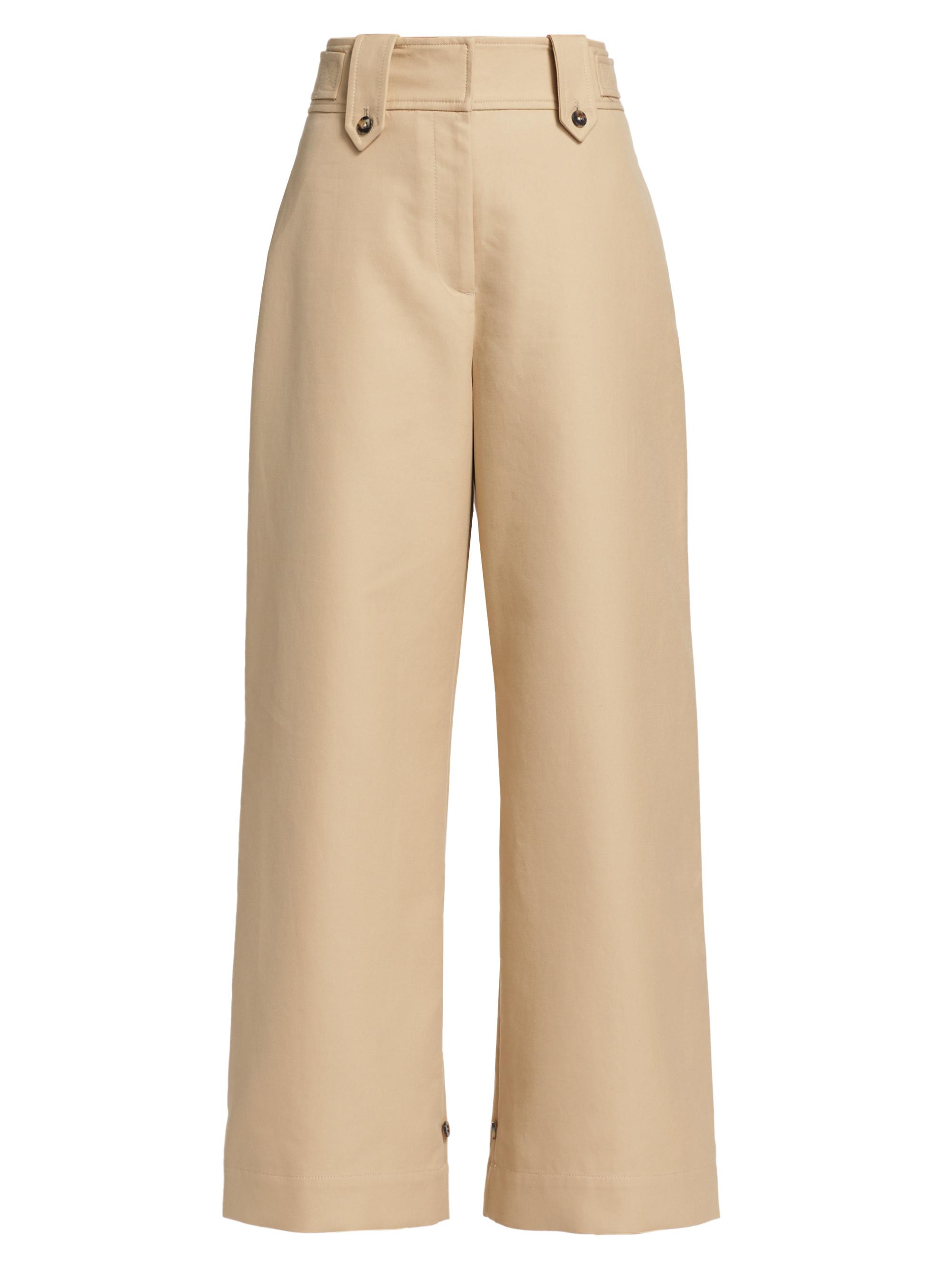 Rosetta Getty Women's Cotton Wide-Leg Suiting Pants - Khaki