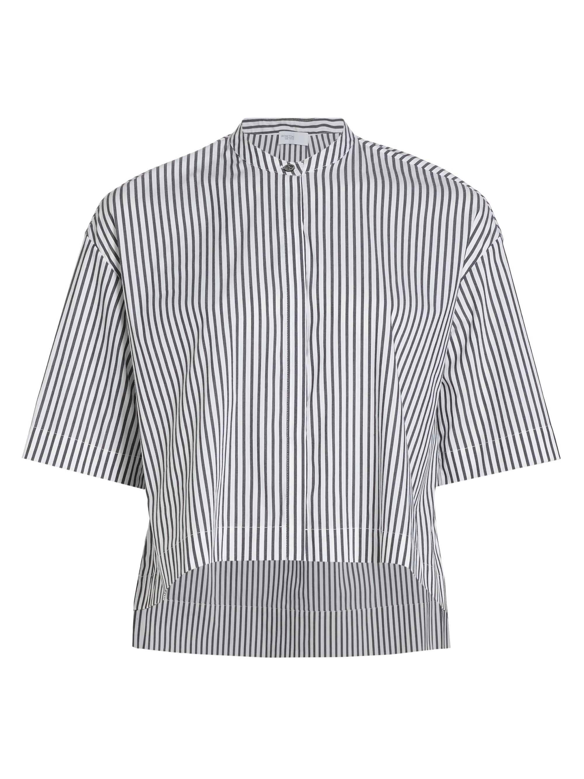 Rosetta Getty Women's Poplin Striped Cropped Shirt - Black White