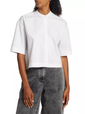 Rosetta Getty cropped short-sleeve polo top - White