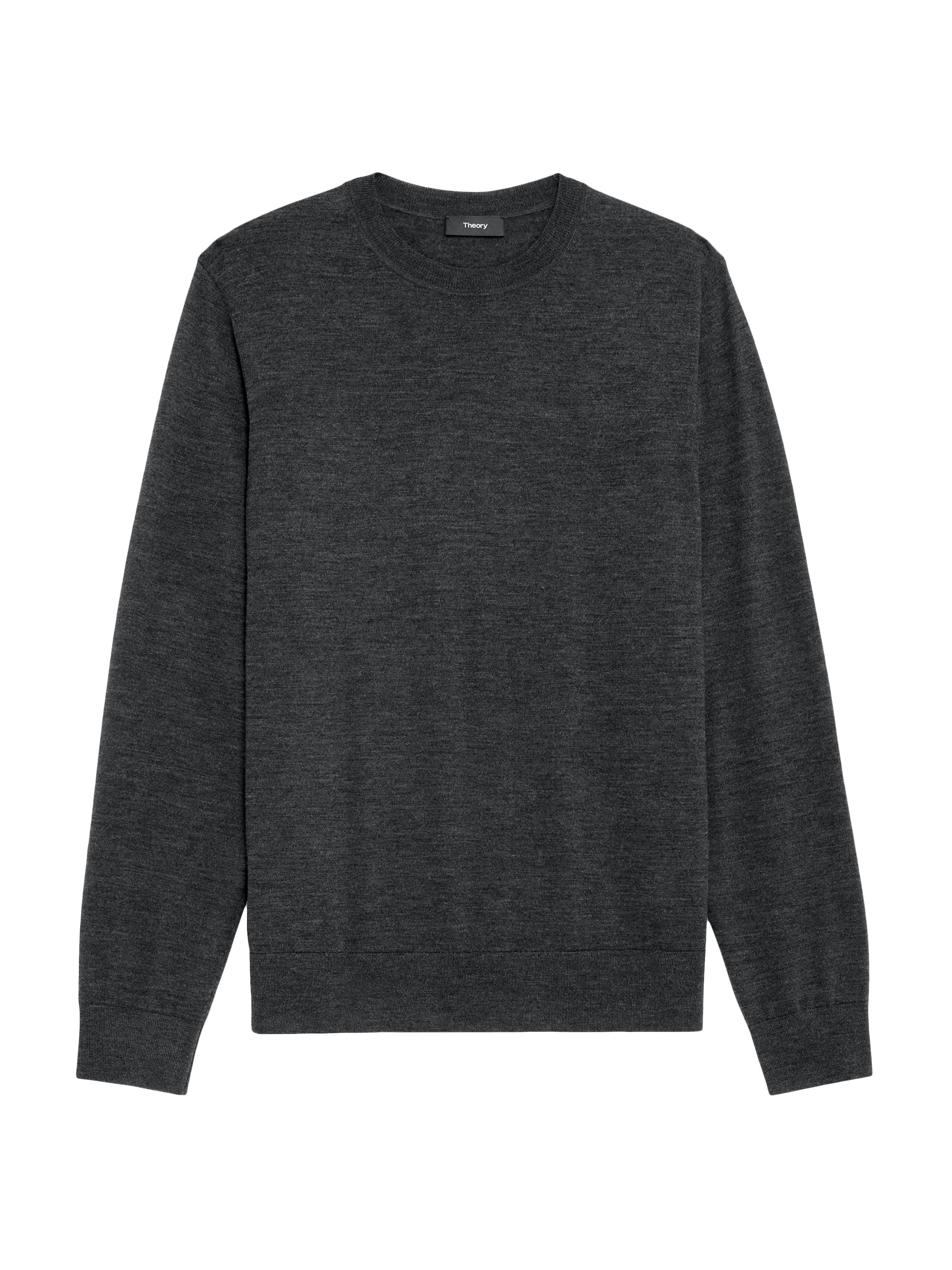 Theory Men's Wool Crewneck Sweater - Dark Grey Melange