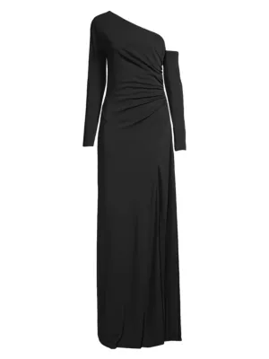 Donna Karan New York Women's Social Asymmetric Sleeve Gown - Black