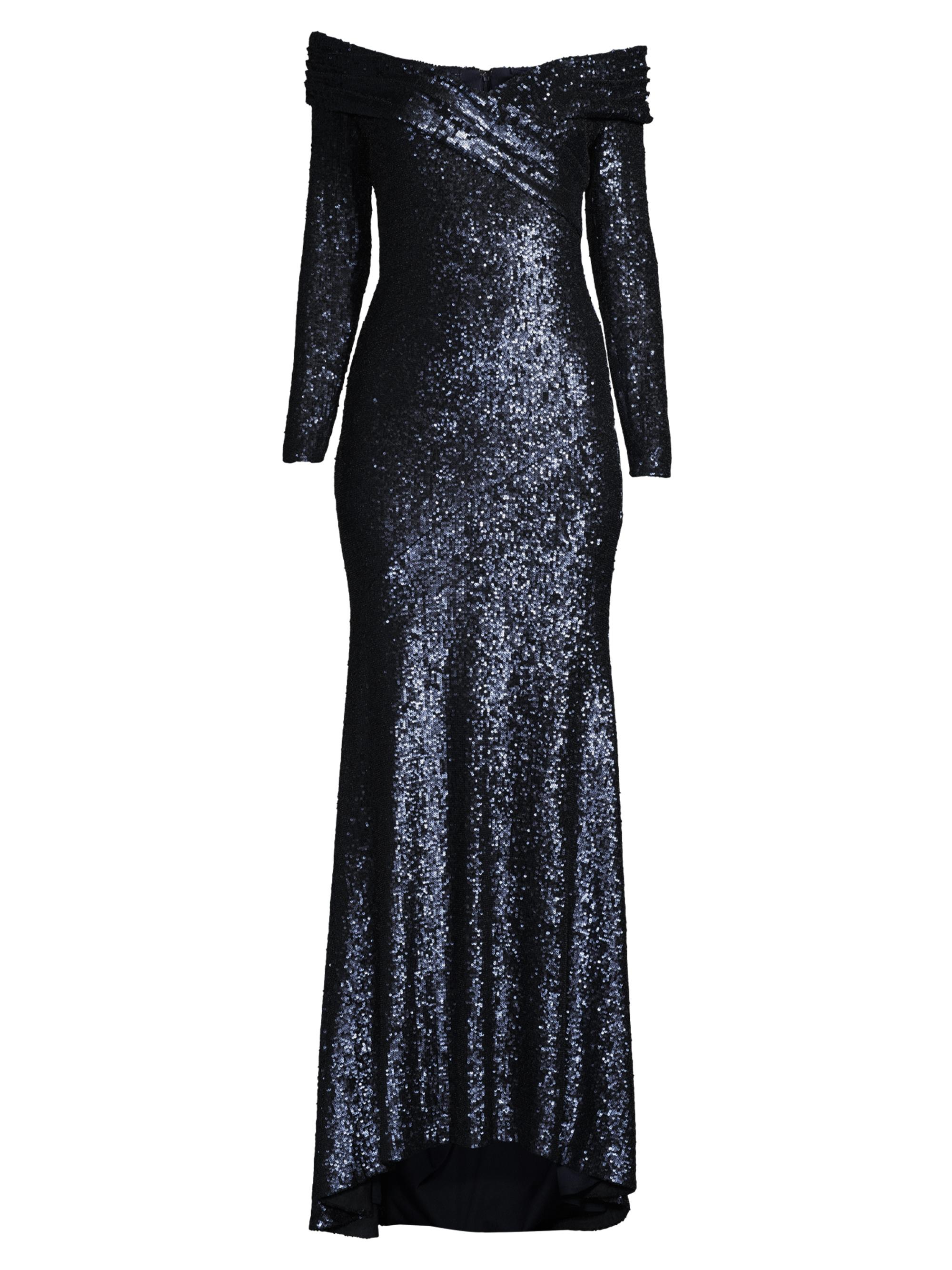 Donna Karan New York Women's Social Signature Off-The-Shoulder Sequin Gown - Navy