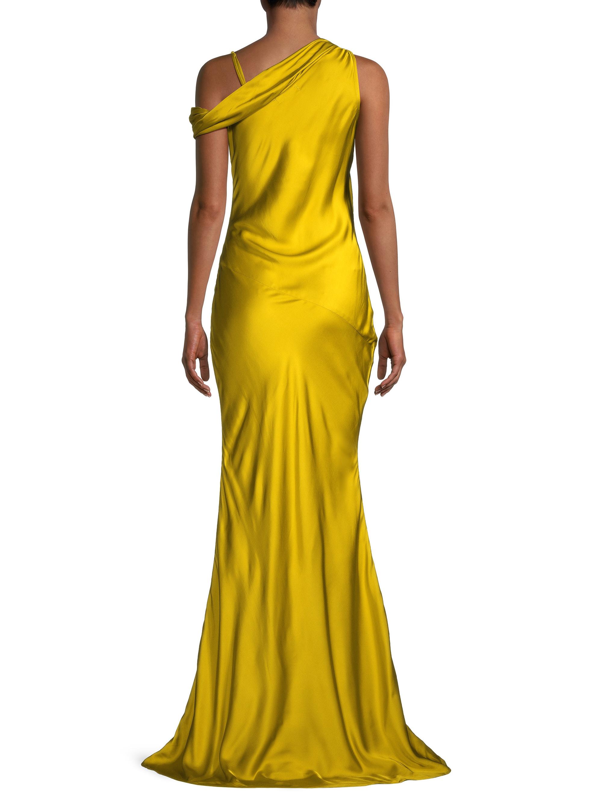open lace back dress Donna Karan Women's One Shoulder Print Ball Gown