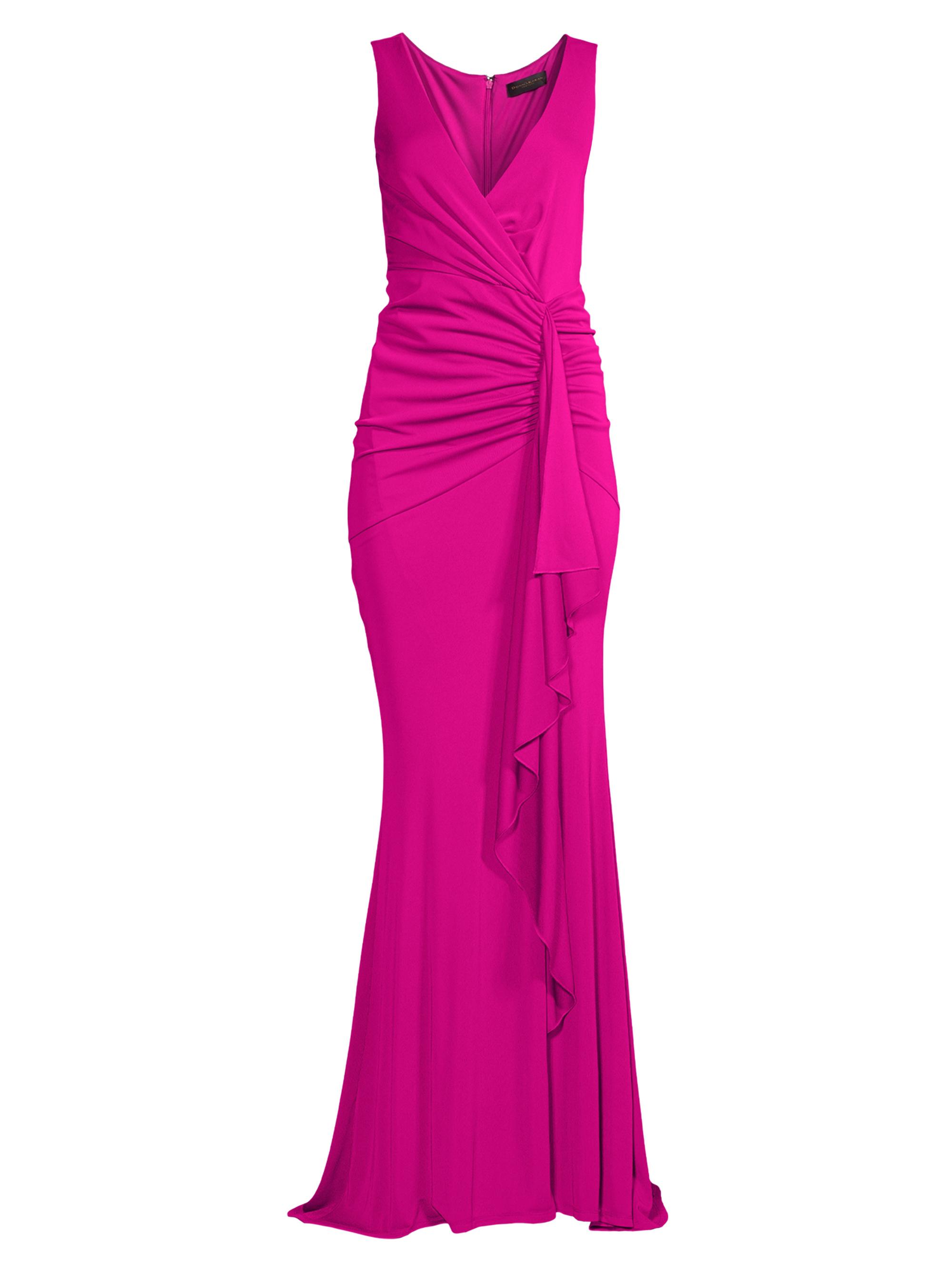 Donna Karan New York Women's Cascade Sleeveless Draped Gown - Pink