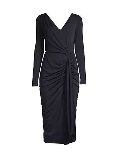 Cascade Long-Sleeve Midi-Dress