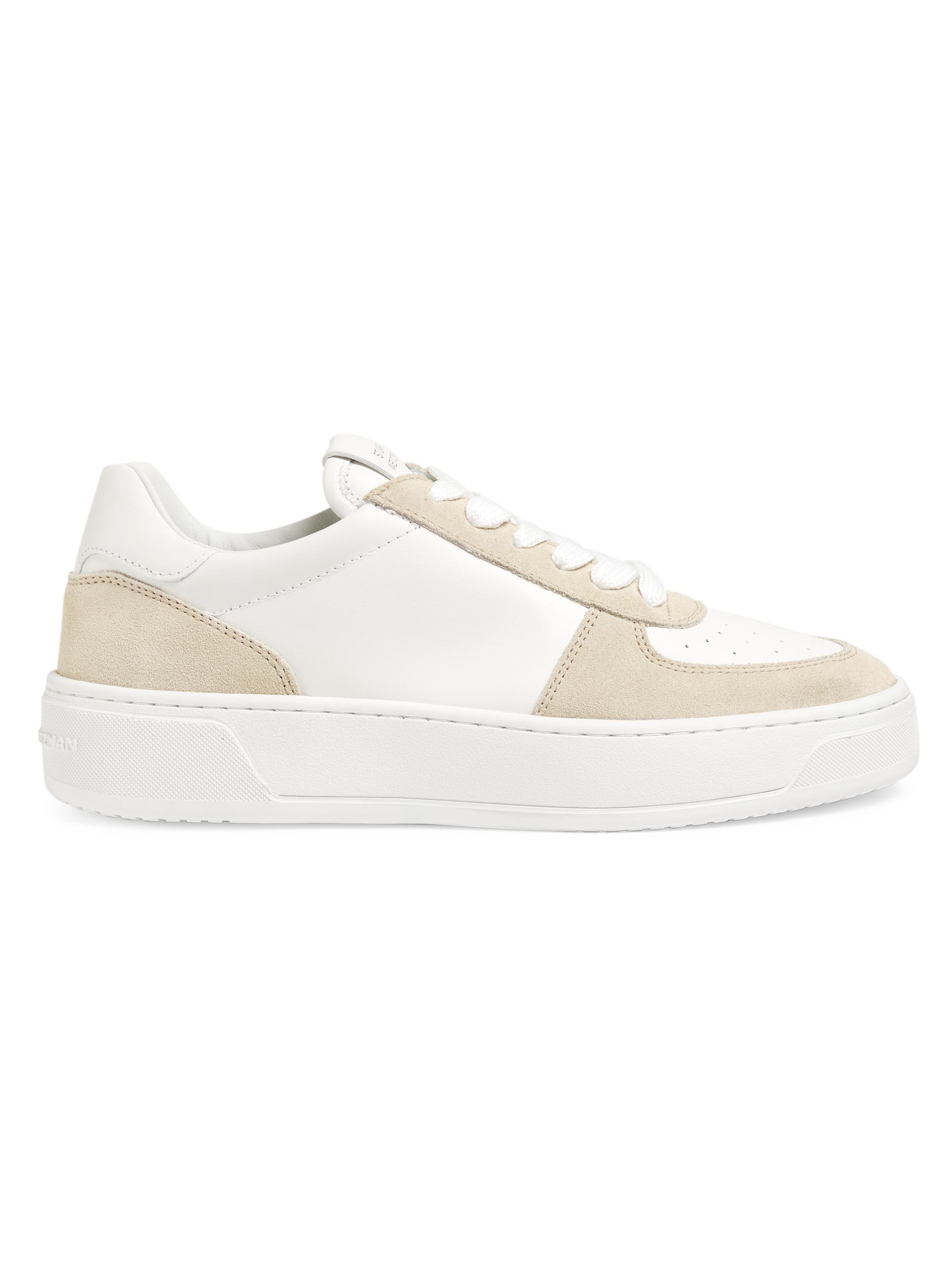Stuart Weitzman Women's Courtside Low-Top Leather Sneakers - White Beige