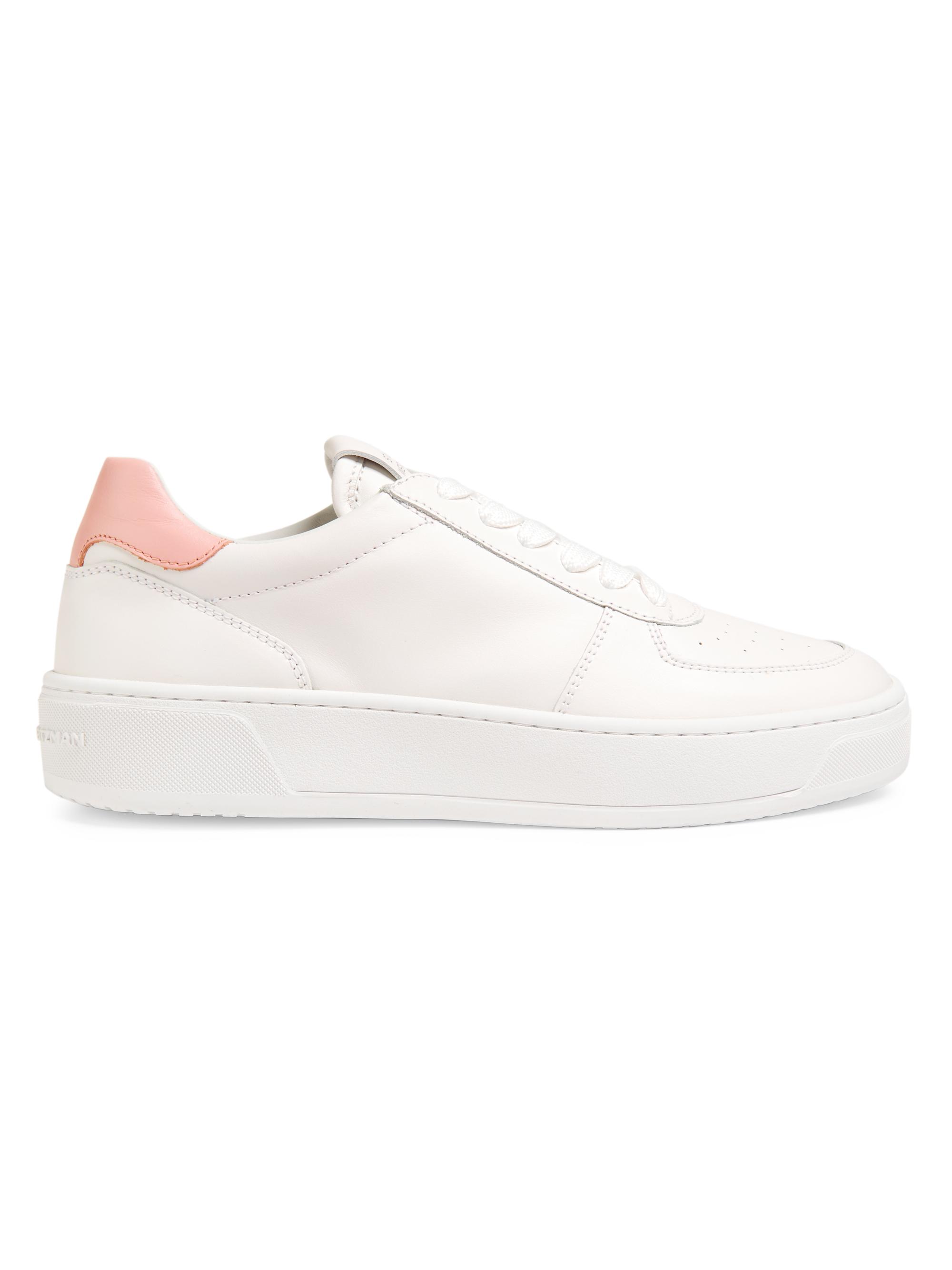 Stuart Weitzman Women's Courtside Low-Top Leather Sneakers - White Pink