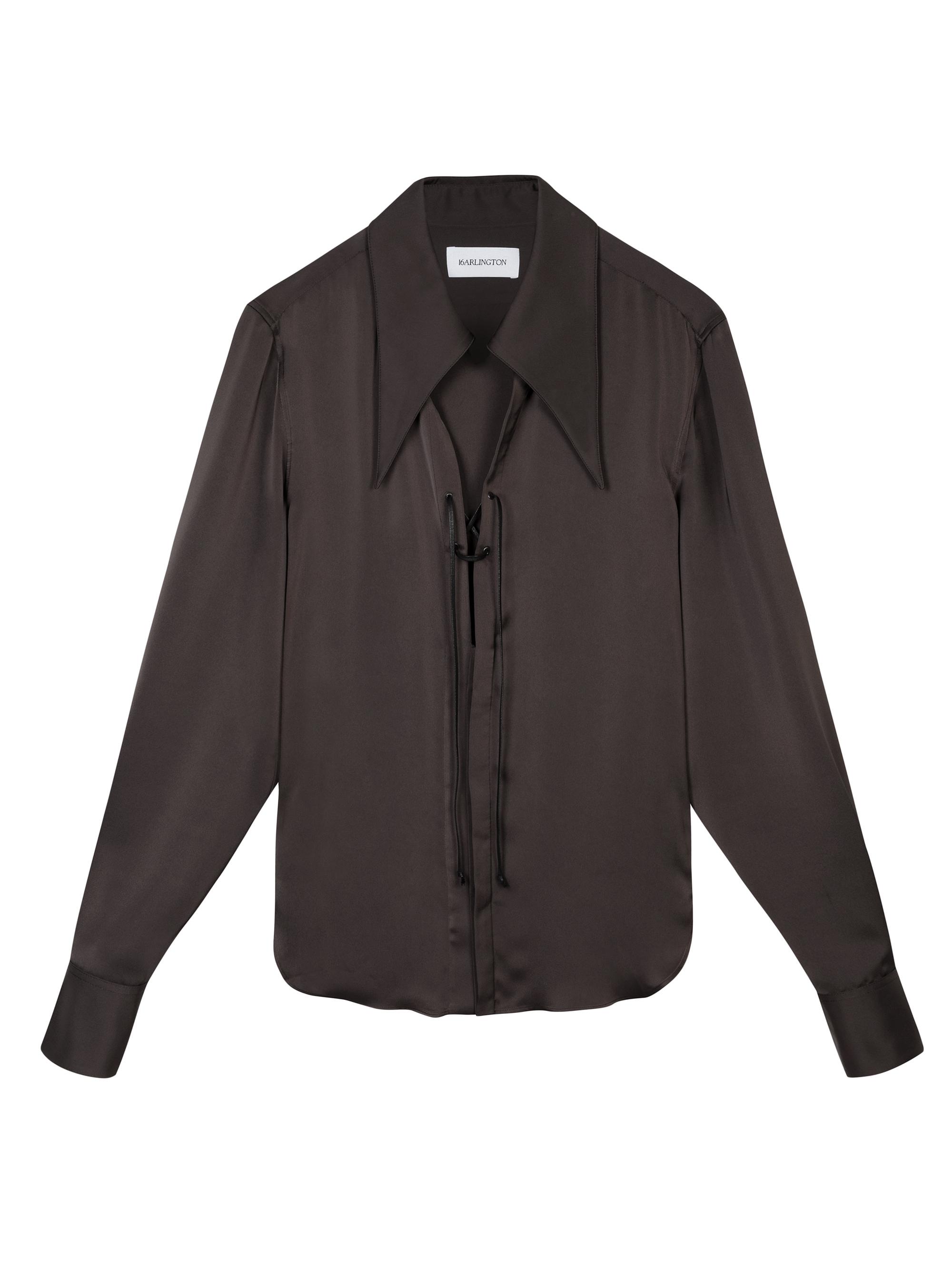 16Arlington Women's Wake Ione Lace-Up Satin Shirt - Bitter Chocolate