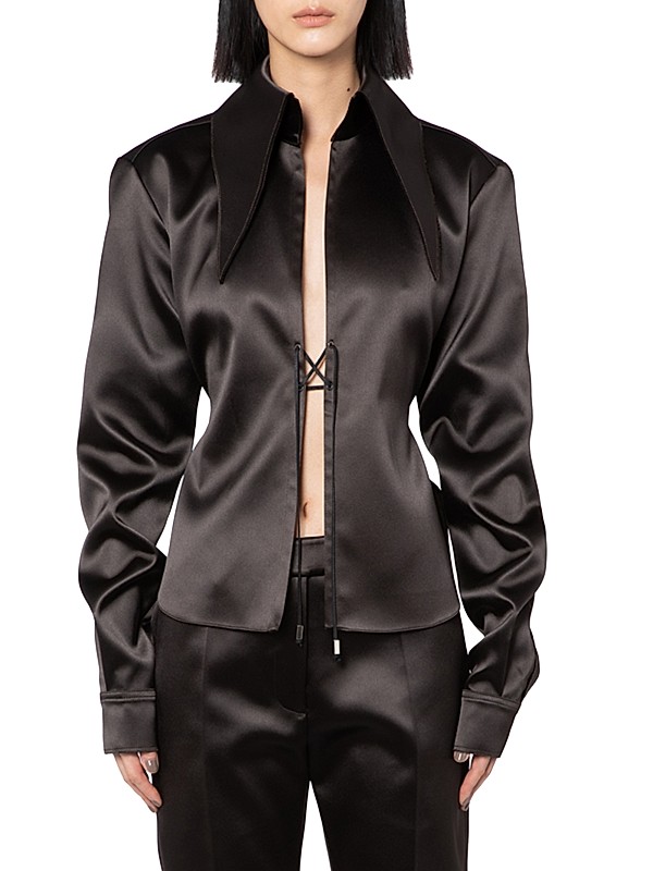 Shop 16Arlington Wake Ione Lace-Up Satin Shirt | Saks Fifth Shop 16Arlington Wake Ione Lace-Up Satin Shirt | Saks Fifth