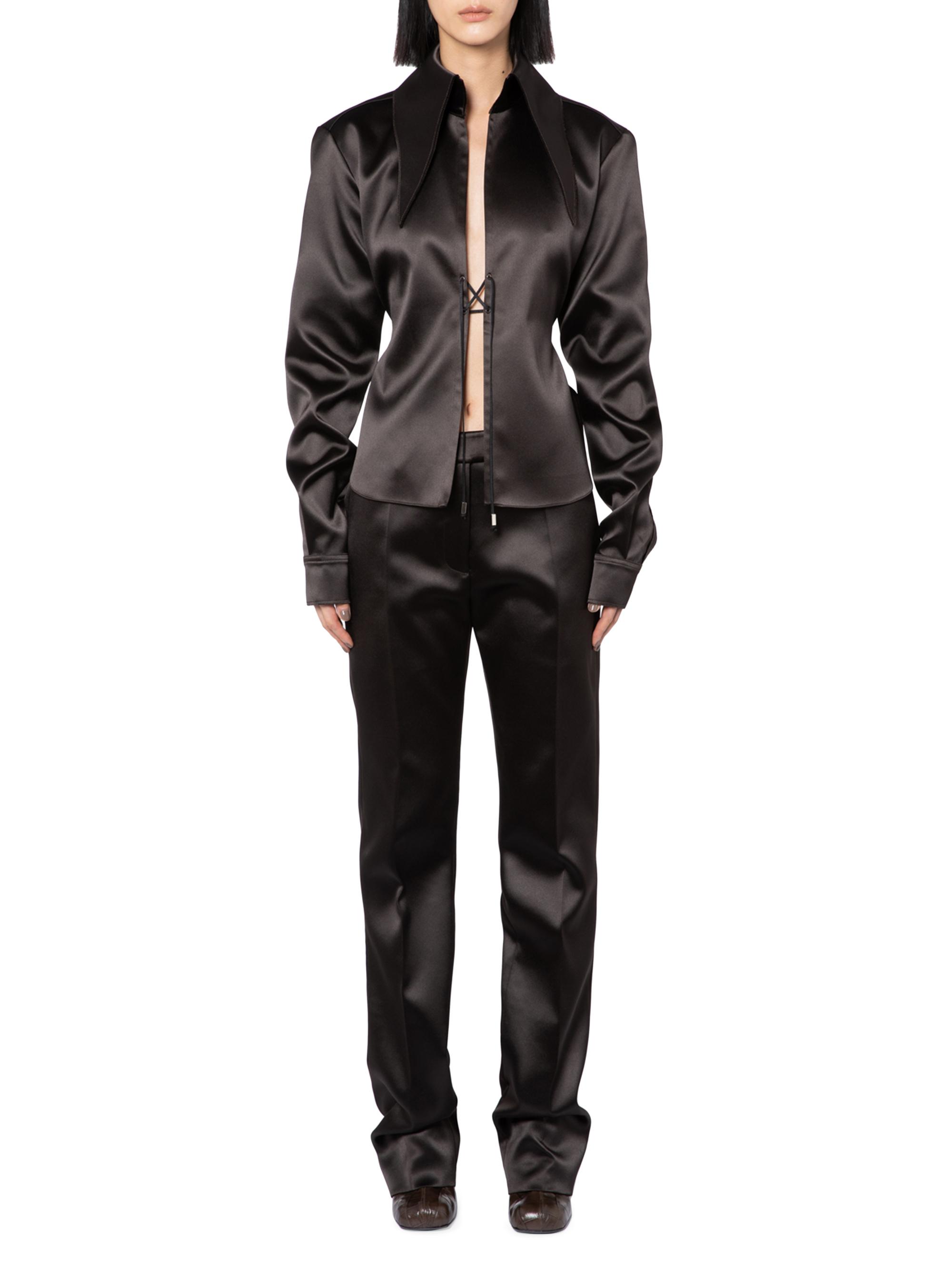Shop 16Arlington Wake Ione Lace-Up Satin Shirt | Saks Fifth Avenue