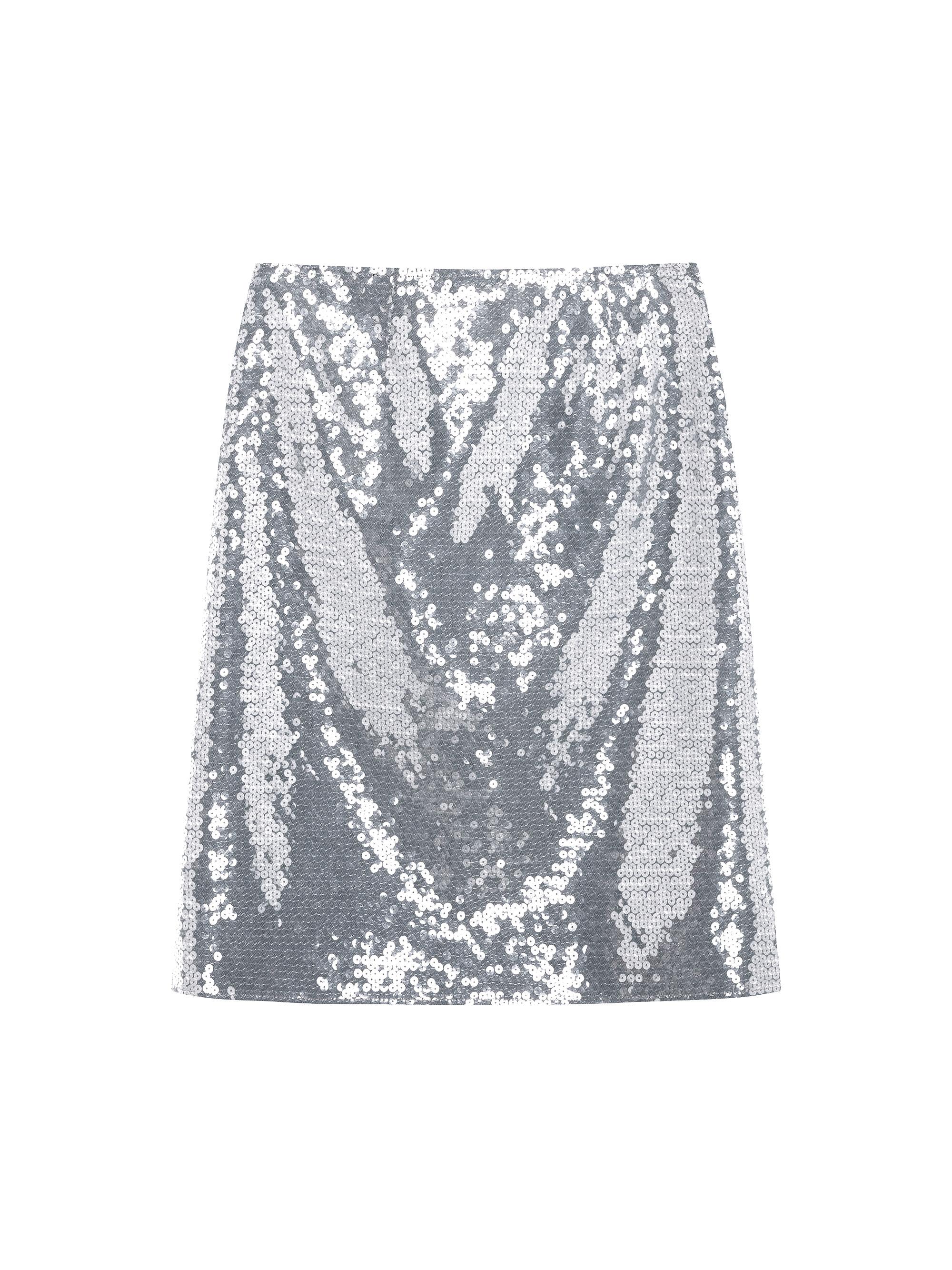 16Arlington Women's Wake Wile Sequined Midi-Skirt - Chrome