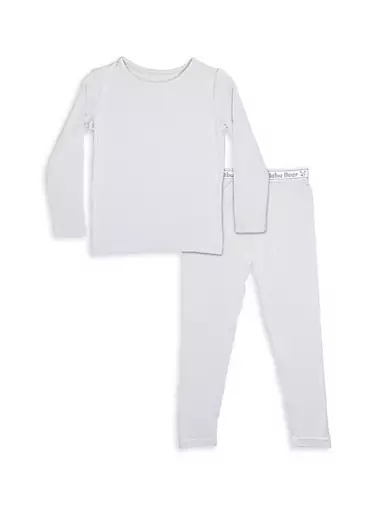 Baby's, Little Kid's & Kid's Cloud Grey ​Long-Sleeve Shirt & Pants Pajama Set