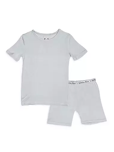 Little Kid's & Kid's Cloud Grey T-Shirt & Shorts Pajama Set