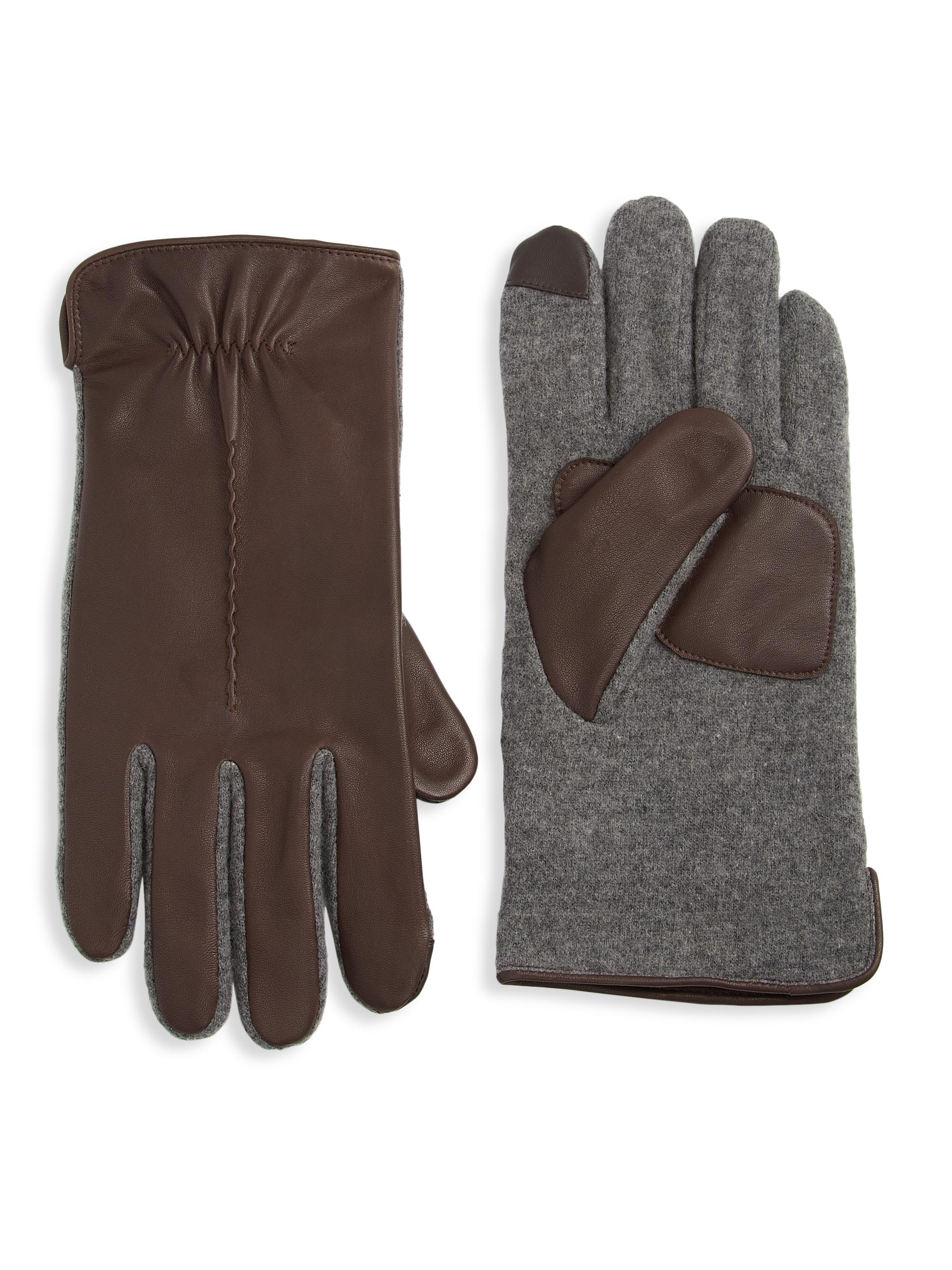 Saks Fifth Avenue Men's COLLECTION Tech Touch Mixed Media Gloves - Java