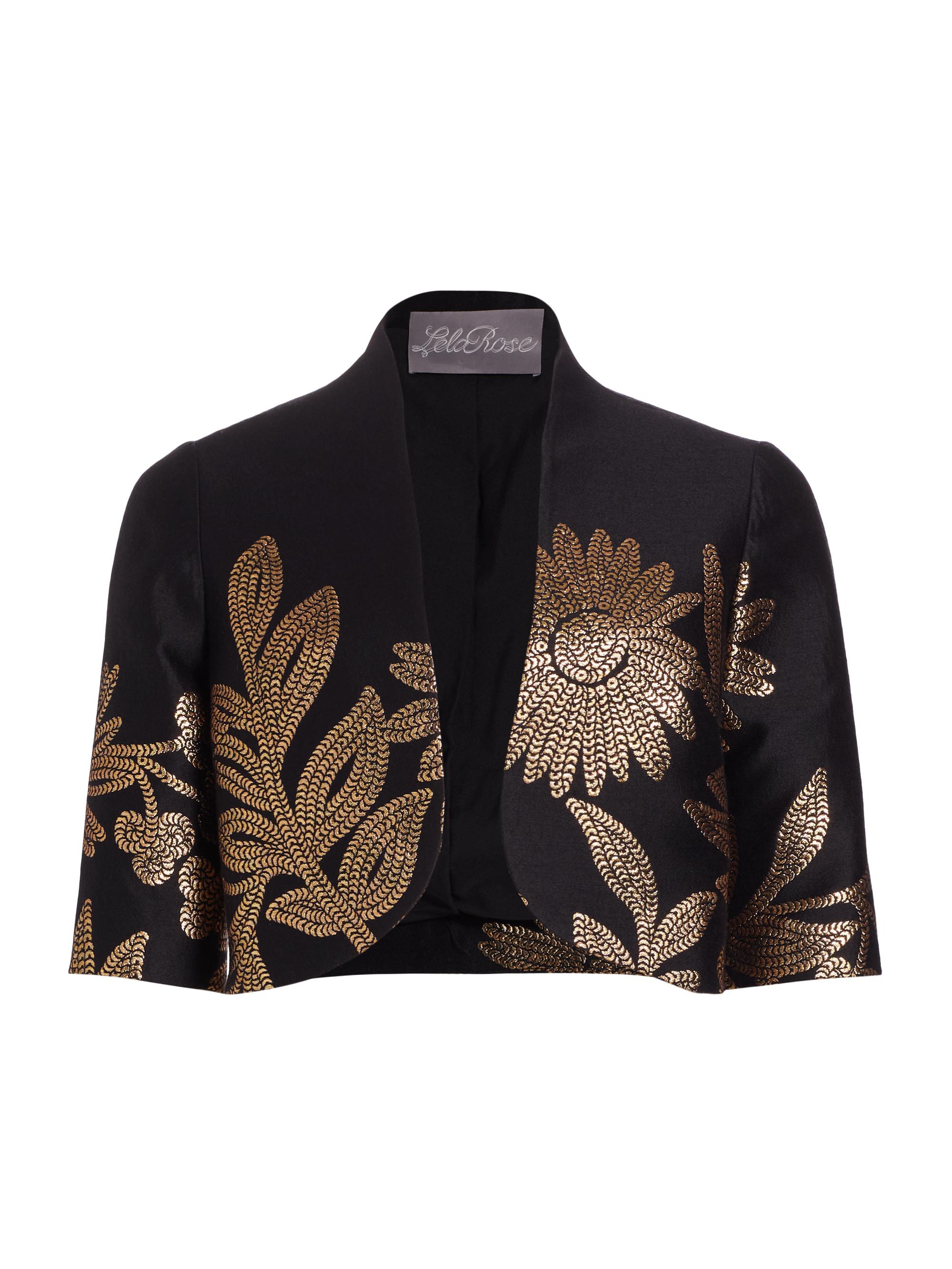 Lela Rose Floral Jacquard Cropped Jacket | Saks Fifth Avenue