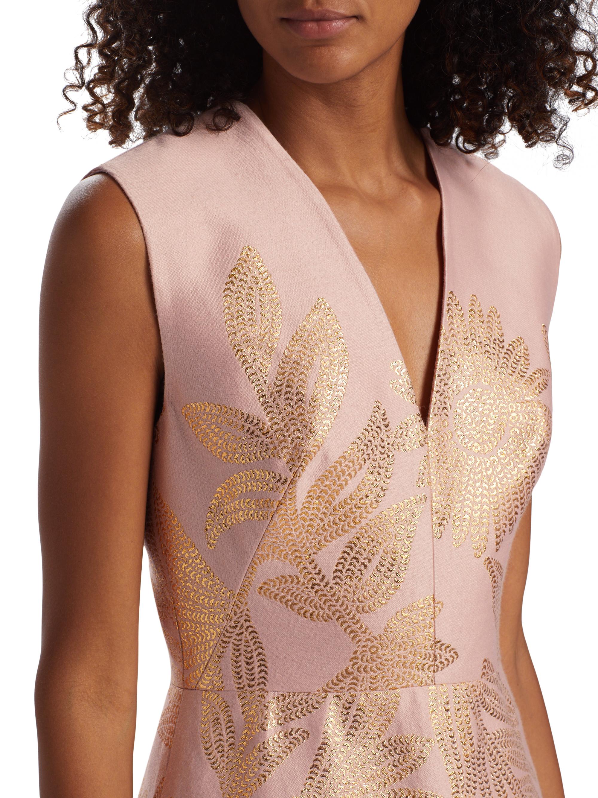 Lela Rose Blair Metallic Jacquard Maxi Dress | Saks Fifth Avenue