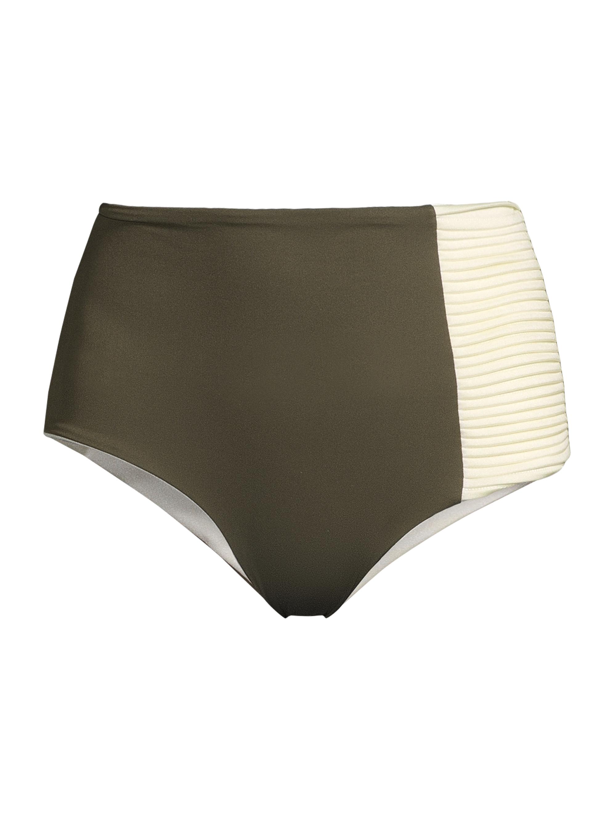 Juan de Dios Women's Frida Ribbed High-Rise Bikini Bottom - Khaki Green
