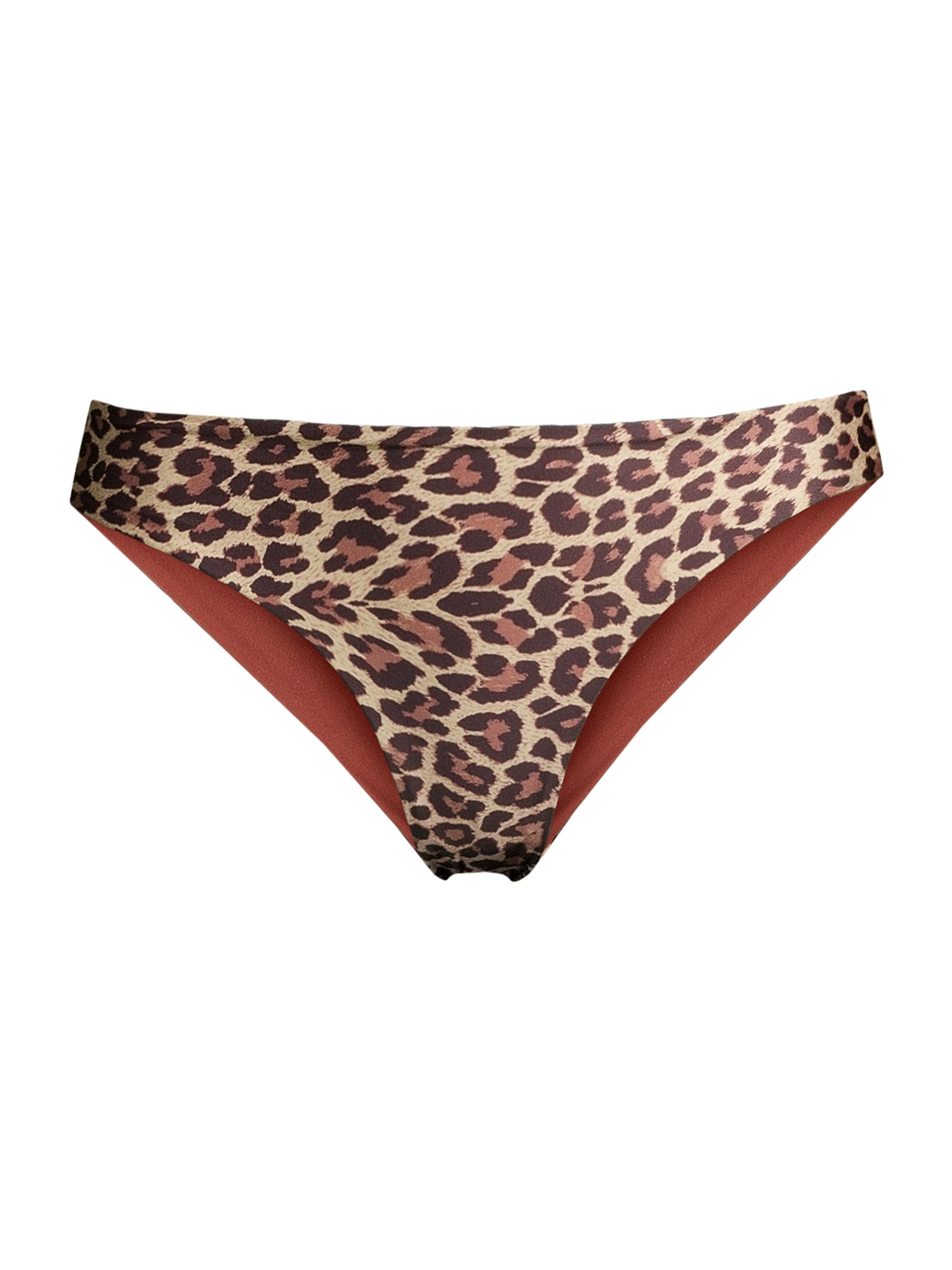 Juan de Dios Women's Guava Reversible Leopard-Print Bikini Bottom - Jaguar Terracota